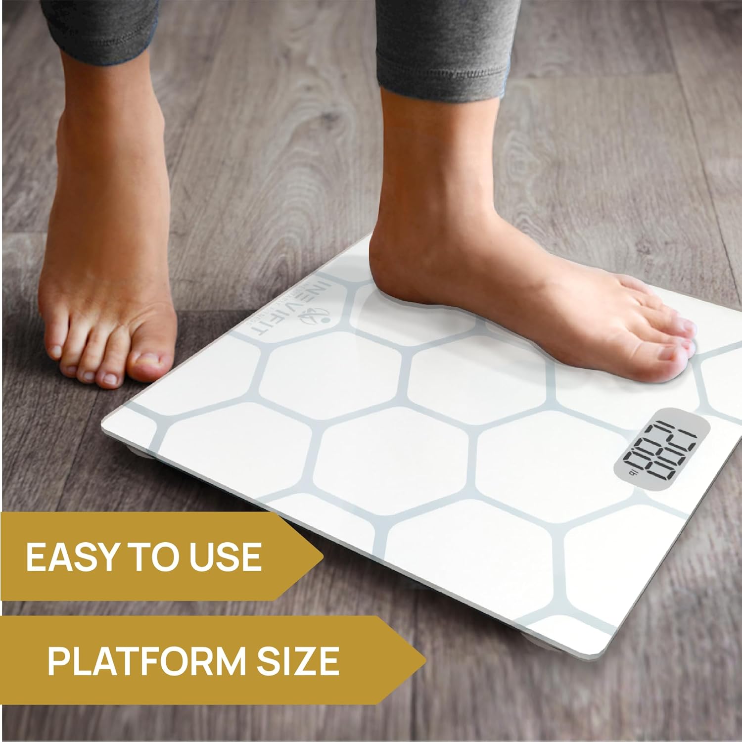 INEVIFIT Digital Bathroom Scale with Tempered Glass Platform, Up to 400 lb


