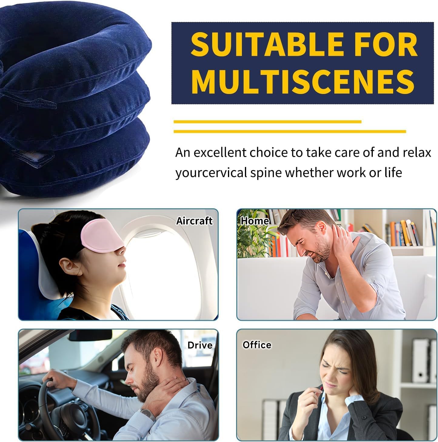 Inflatable Cervical Traction Device Neck Stretcher, Adjustable Neck Brace

