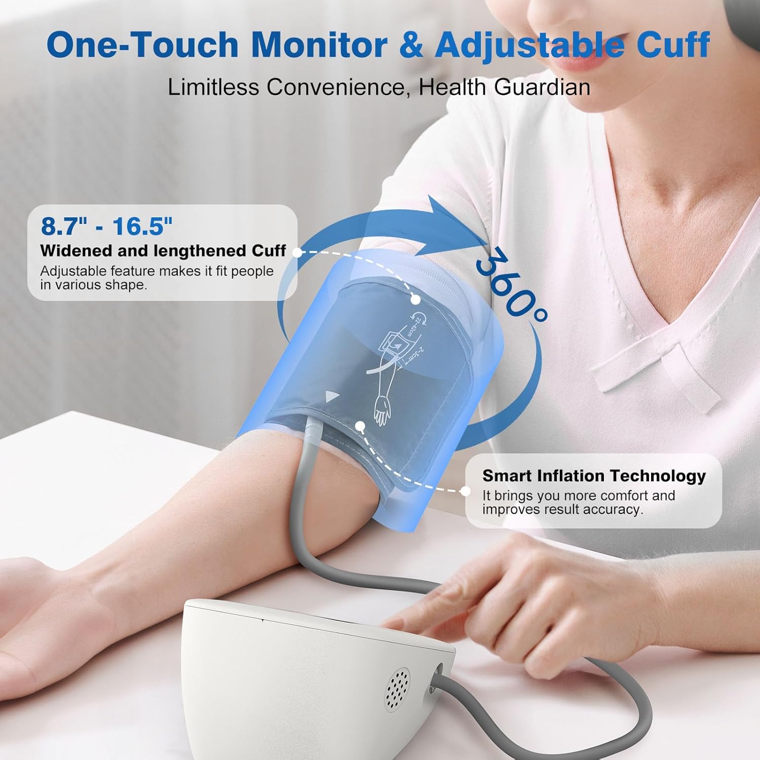 Automatic Digital Upper Arm Blood Pressure Monitor with Adjustable Cuff and HR

