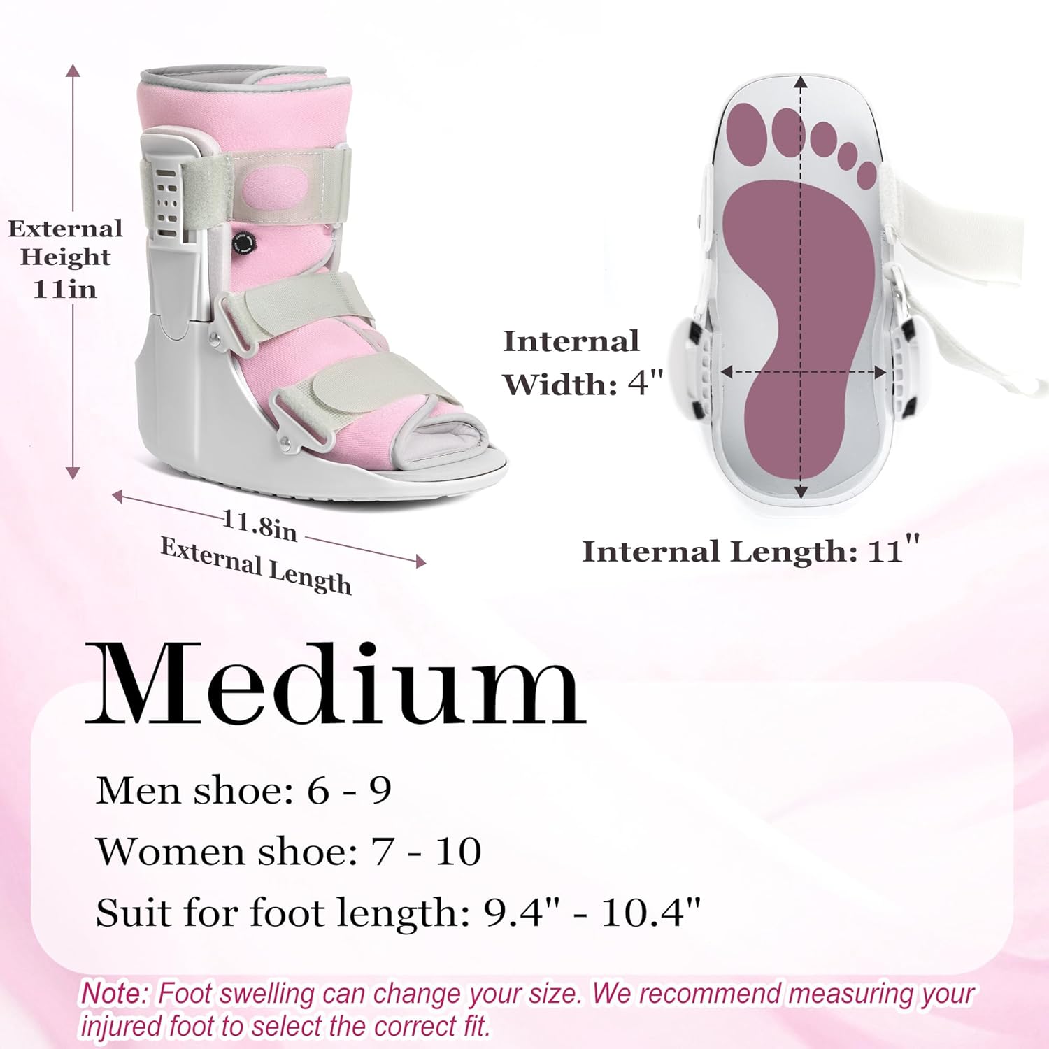 Jewlri Air Cam Walker Boot for Broken Foot, Adjustable Fracture Support

