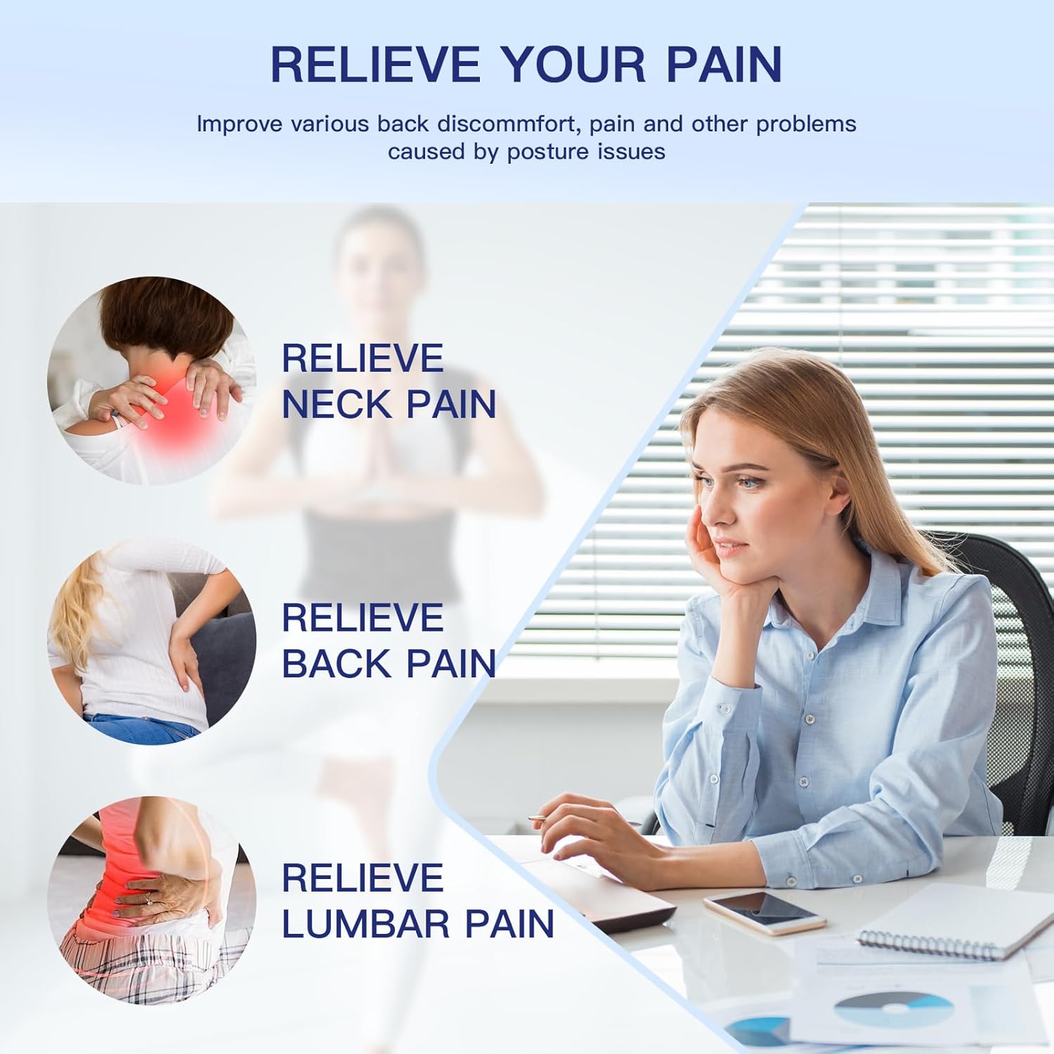 Posture Corrector for Men and Women Back Brace Straightener Adjustable Support Mesh

