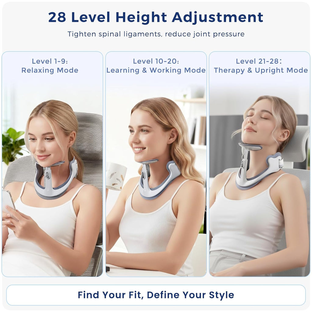 Posture Corrector Neck Collar for Cervical Alignment, 360° Adjustable Support, 28 Levels

