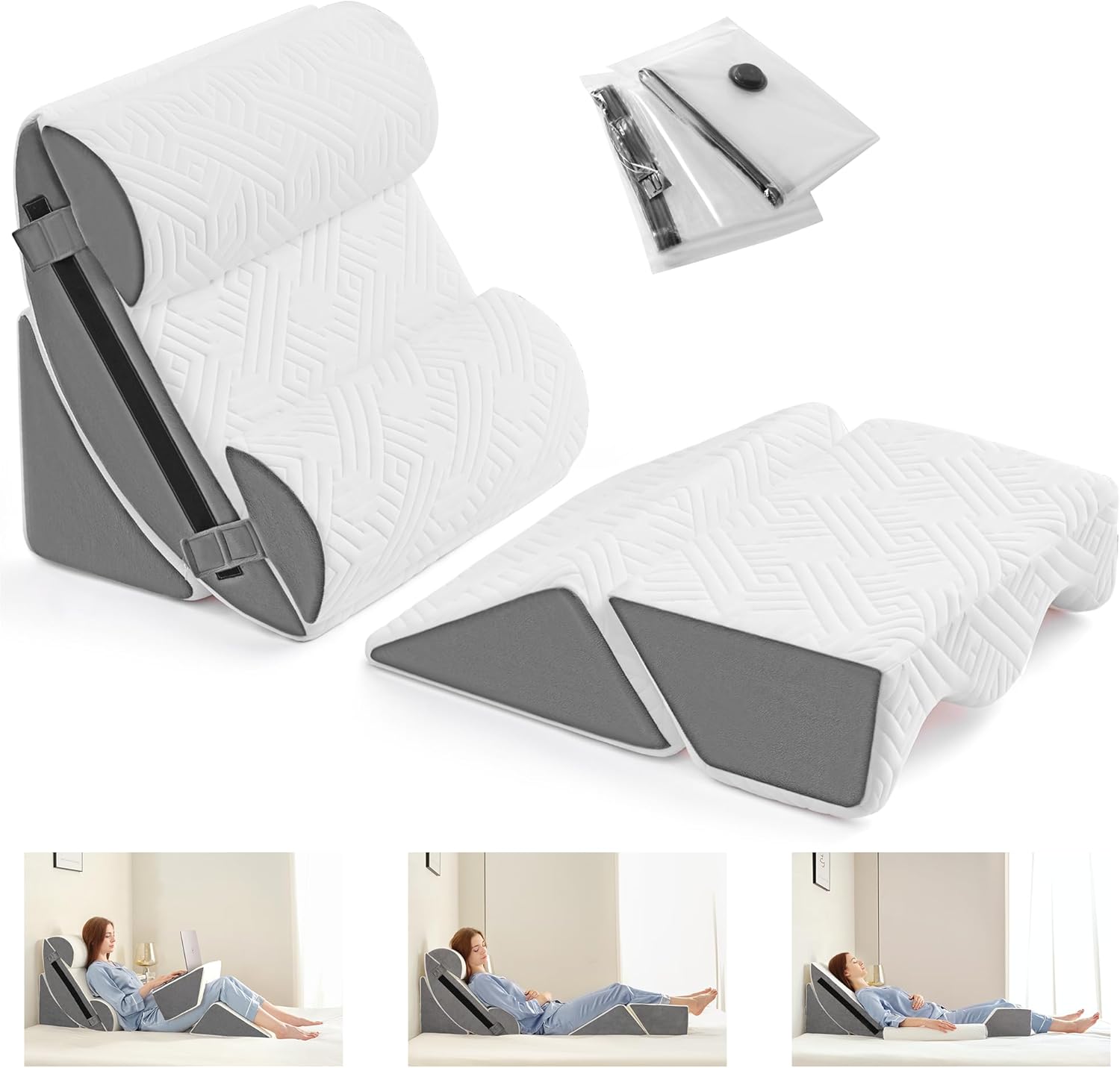 Yojoker Orthopedic Bed Wedge Pillow for Post Surgery, Memory Foam Back and Leg Support

