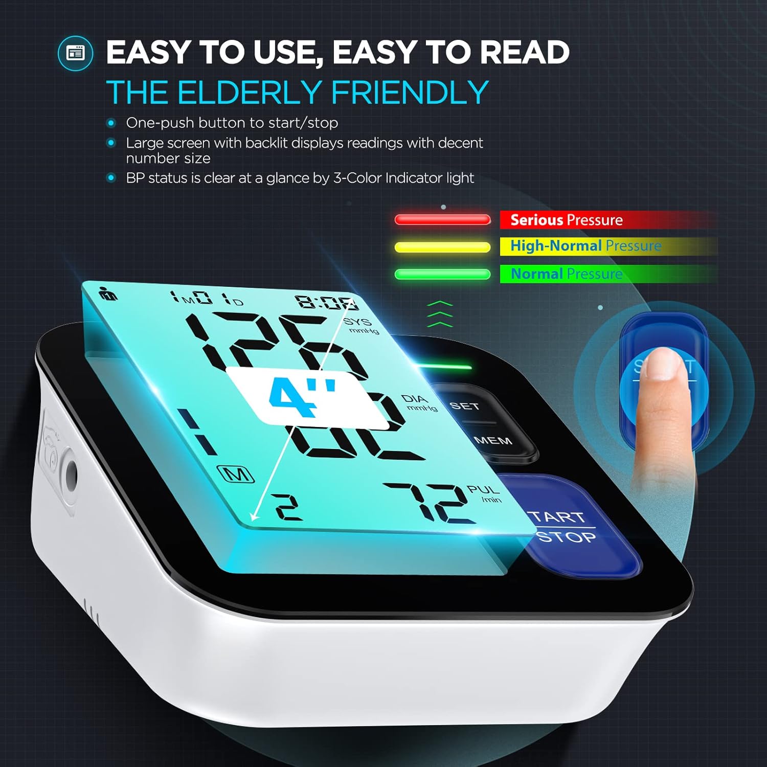 AQESO Upper Arm Blood Pressure Monitor, Automatic Digital BP Machine

