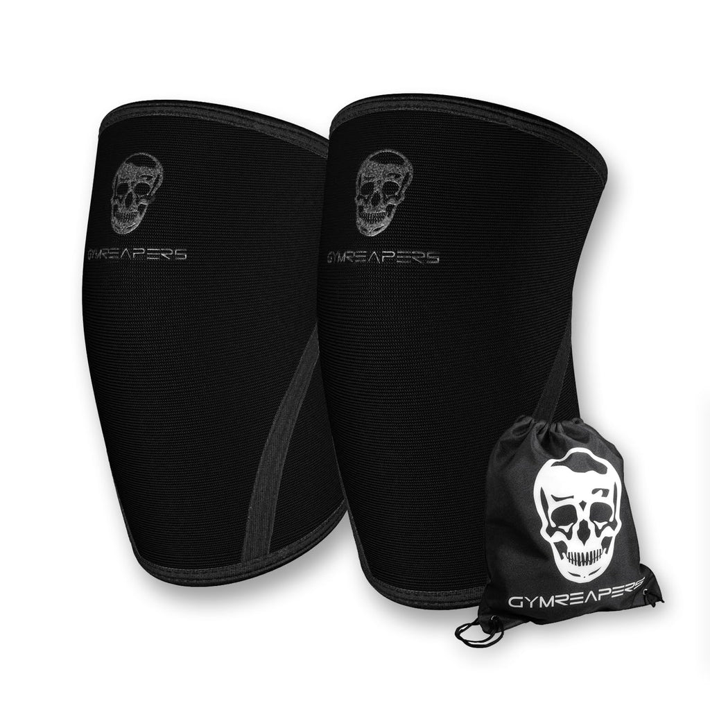 Gymreapers 7mm Neoprene Knee Sleeves, IPF Approved Compression Pair with Bag


