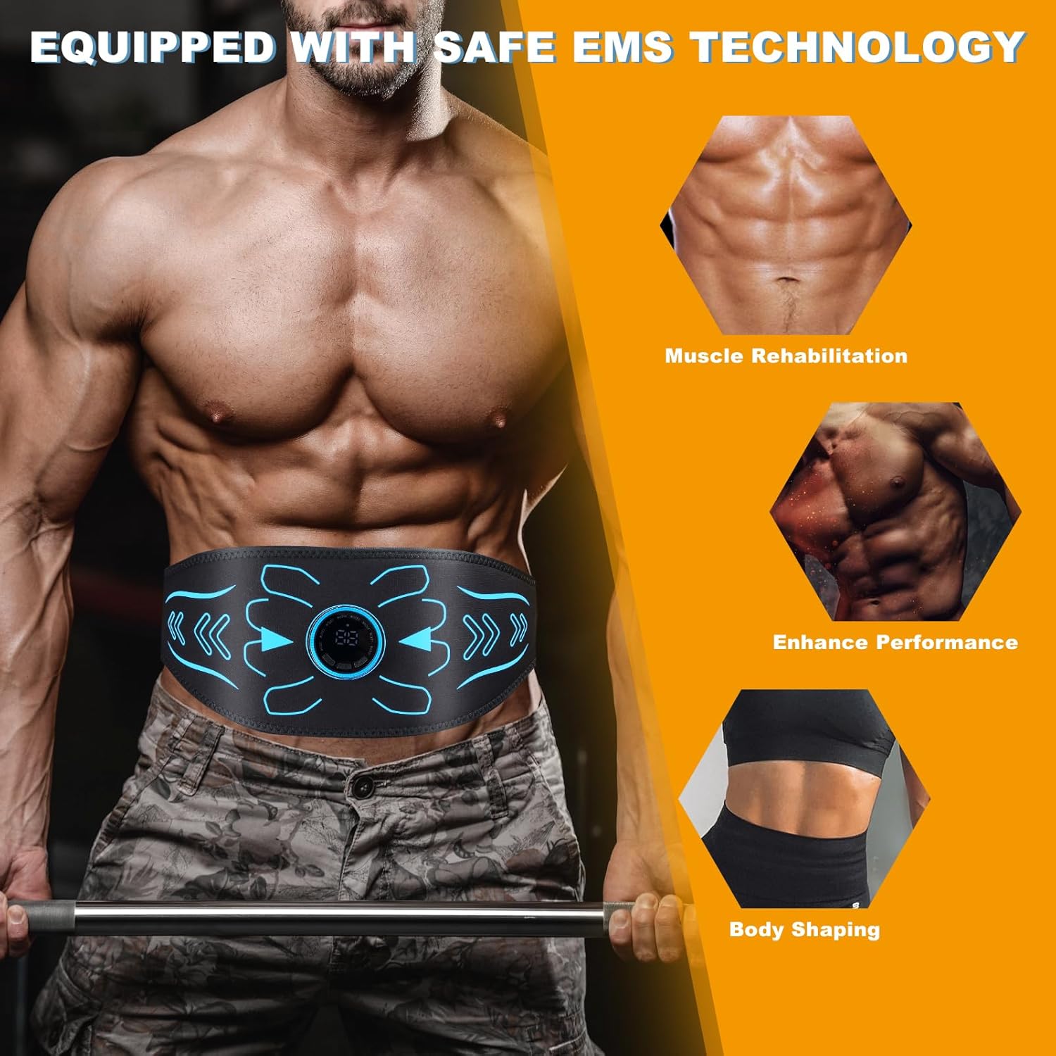 Electronic Muscle Stimulator EMS for Abdominal Toning, 8 Modes

