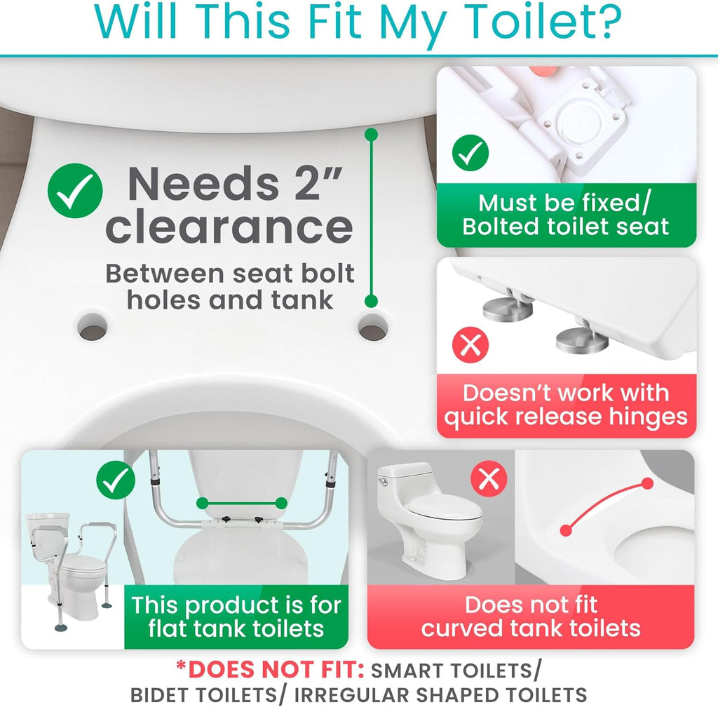 Vive Toilet Safety Rails for Seniors, Adjustable Grab Bars for Toilet

