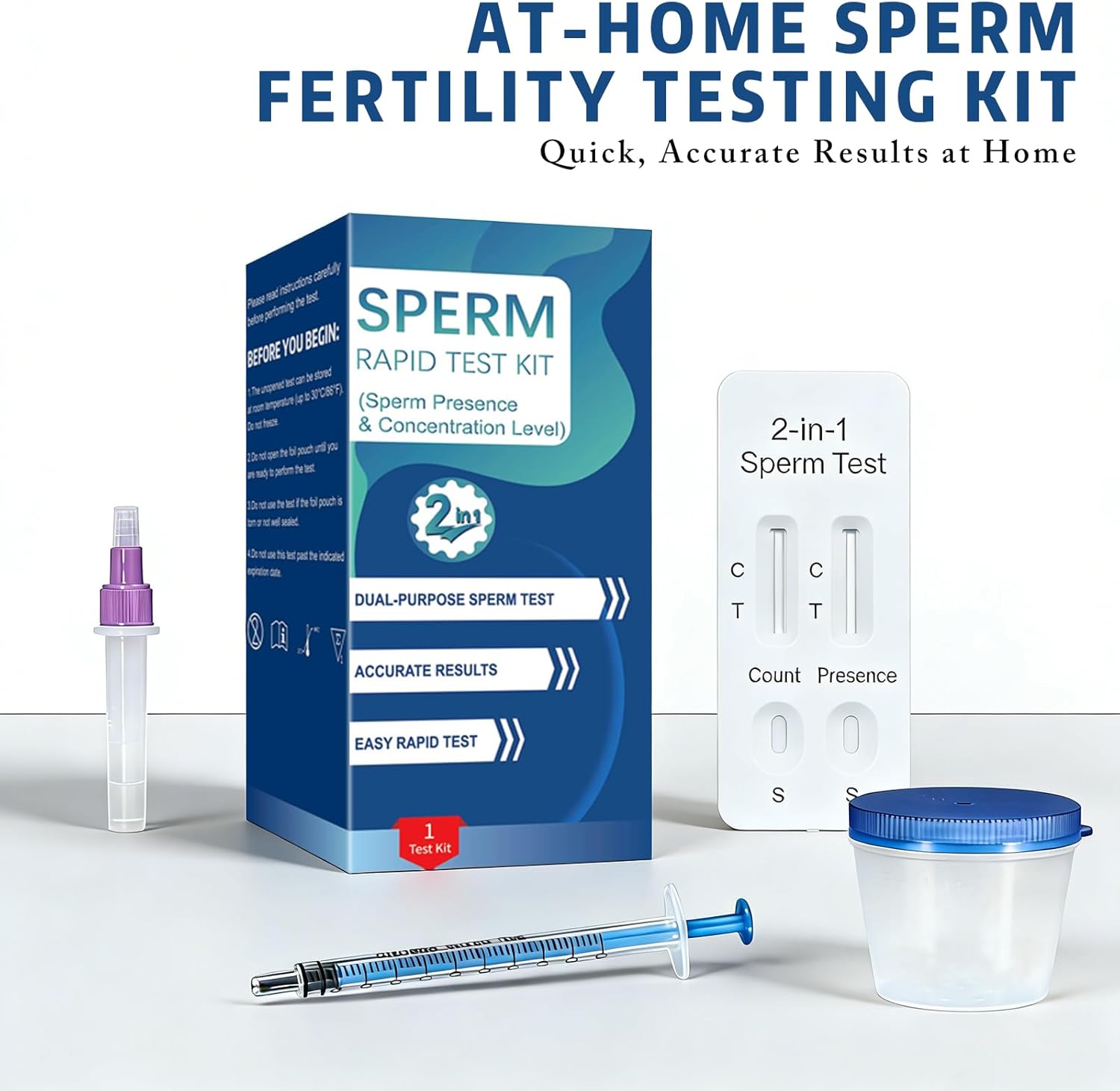 Sperm Fertility Screening Kit 2-in-1 At-Home Semen Analysis for Men

