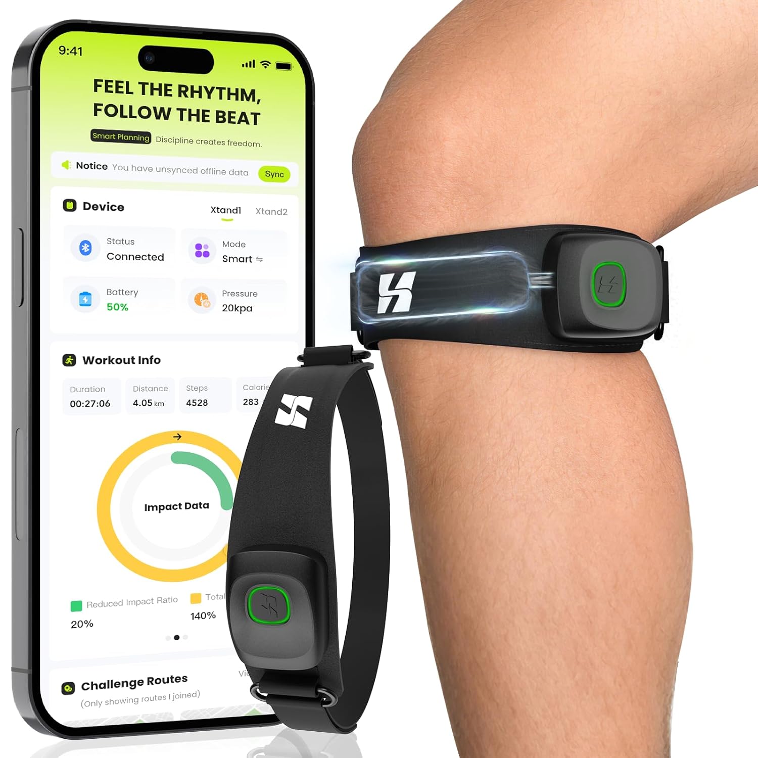 RAYSKY AI Patellar Tendon Support Strap Auto-Adjusting Knee Compression Brace

