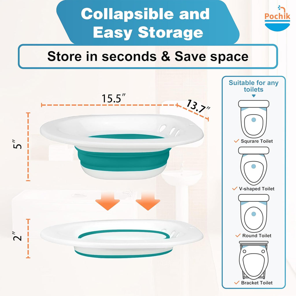 Pochik Sitz Bath for Toilet Seat, Hemorrhoid & Postpartum Perineal Soaking Kit

