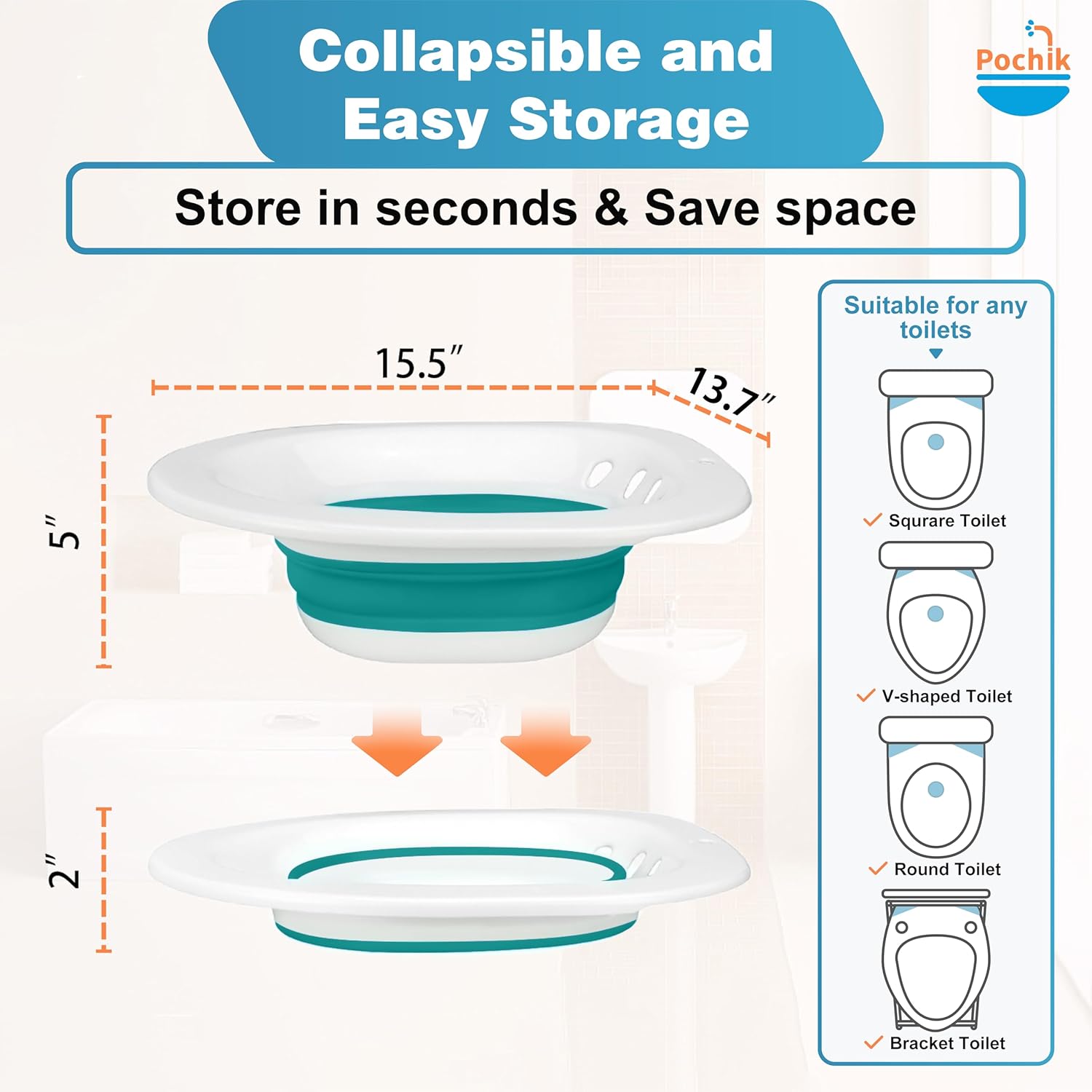 Pochik Sitz Bath for Toilet Seat, Hemorrhoid & Postpartum Perineal Soaking Kit

