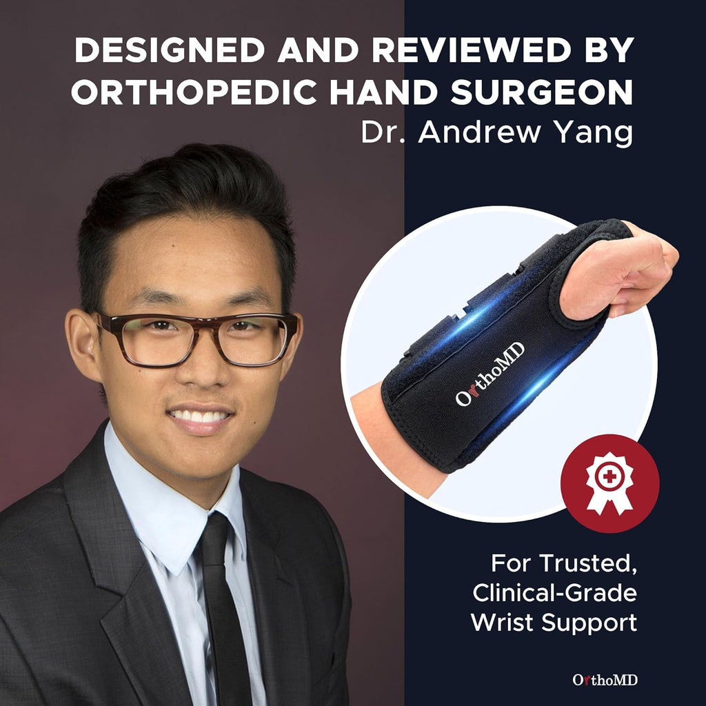 OrthoMD Carpal Tunnel Wrist Brace, Rigid Aluminum Splint for Wrist Pain Support


