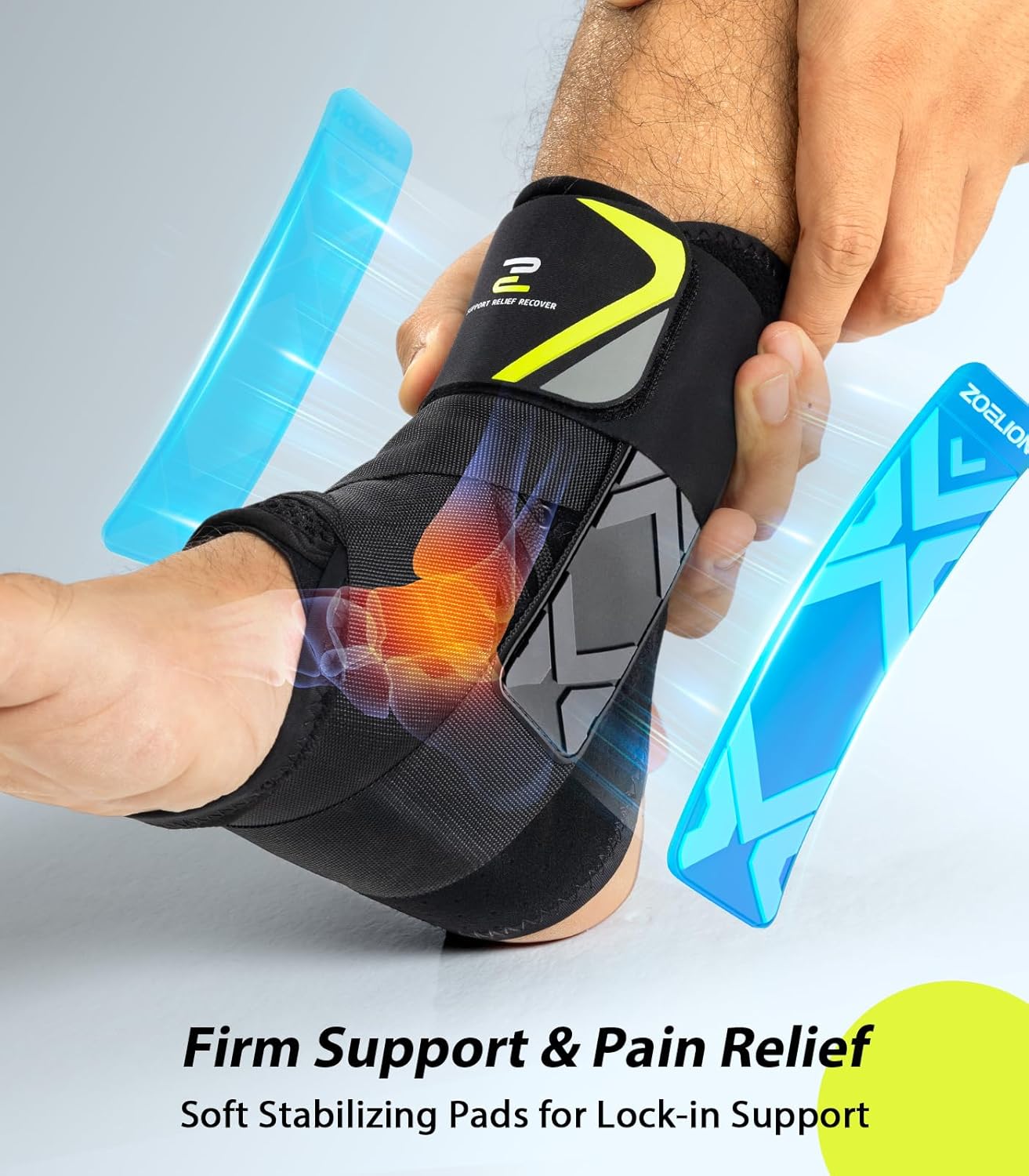 ZOELION Auto-Adaptive Ankle Brace with Flex Support and Hook-and-Loop Closure

