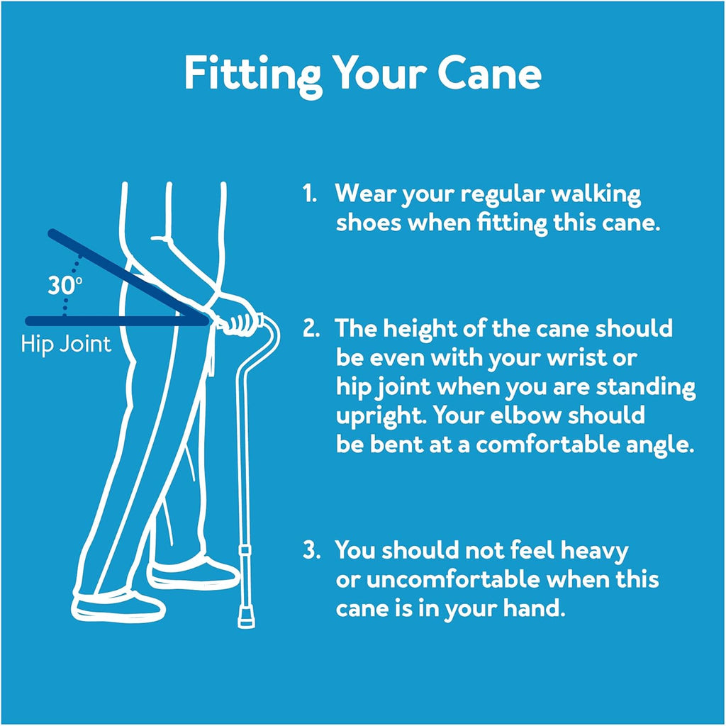 Carex Ergo Offset Walking Cane, Height Adjustable Ergonomic Cane with Wrist Strap

