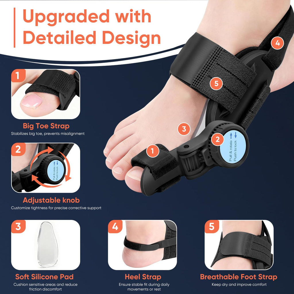 Adjustable Bunion Corrector Splint with Silicone Pad for Hallux Valgus Relief

