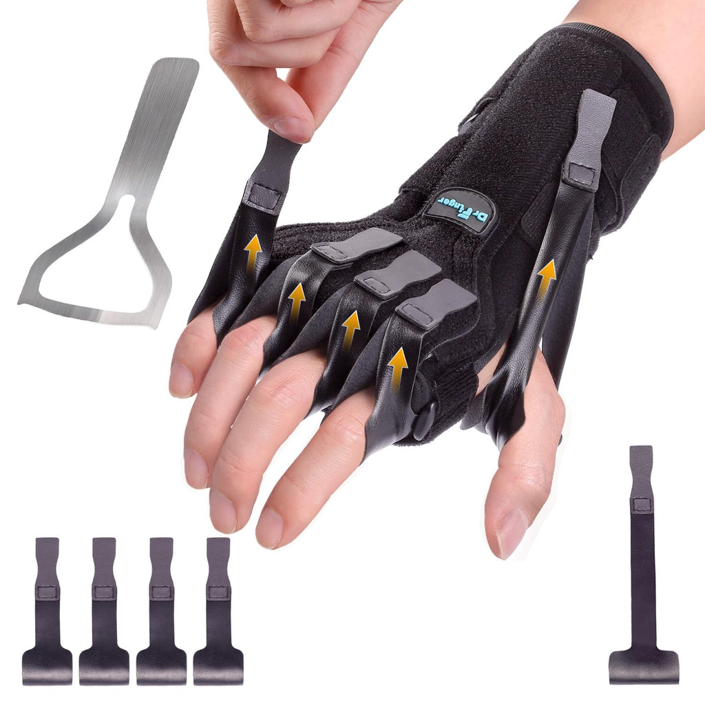DrFinger Radial Nerve Palsy Wrist Drop Hand Splint Brace with Five-Finger Support

