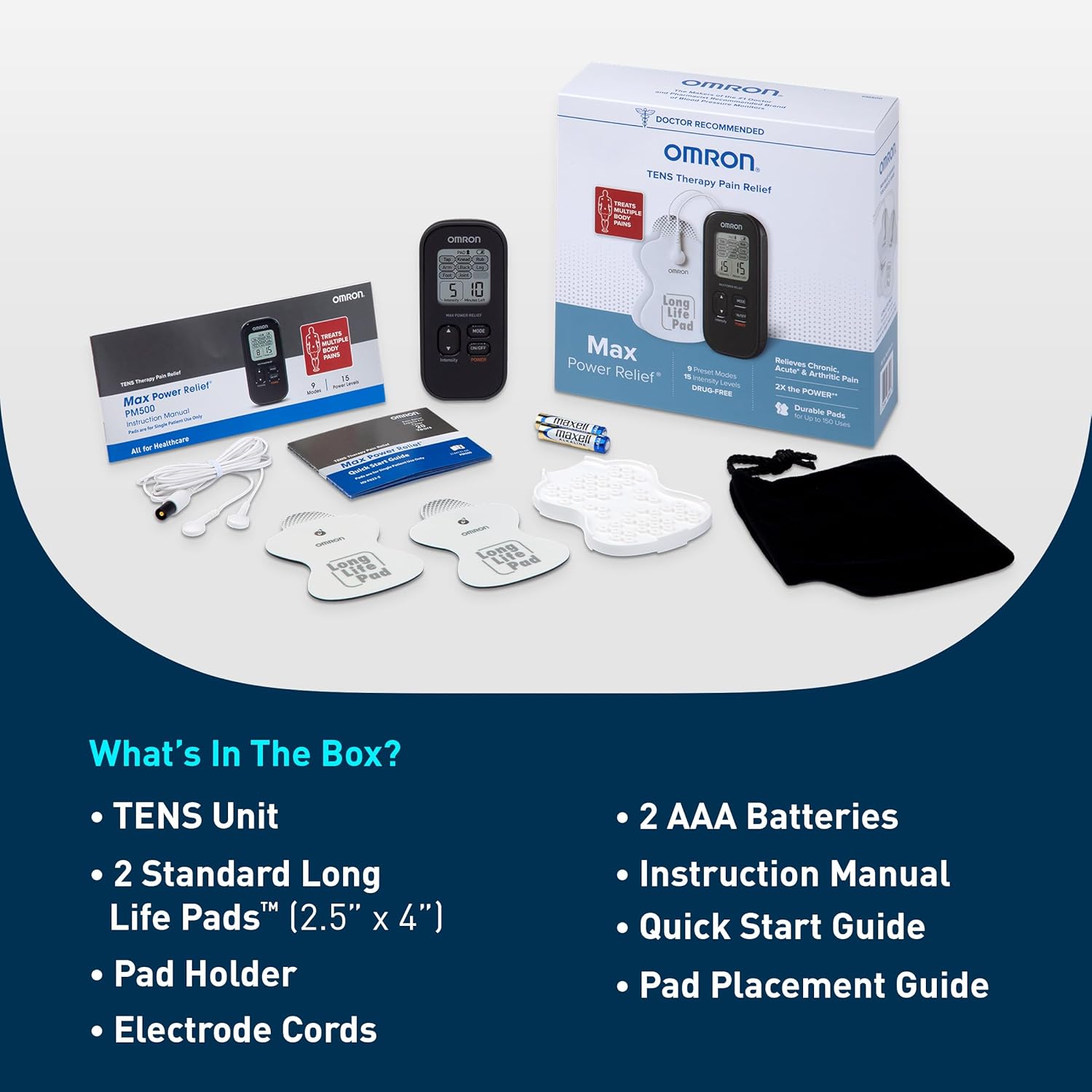 OMRON Max Power Relief TENS Unit Muscle Stimulator for Pain Relief, Portable


