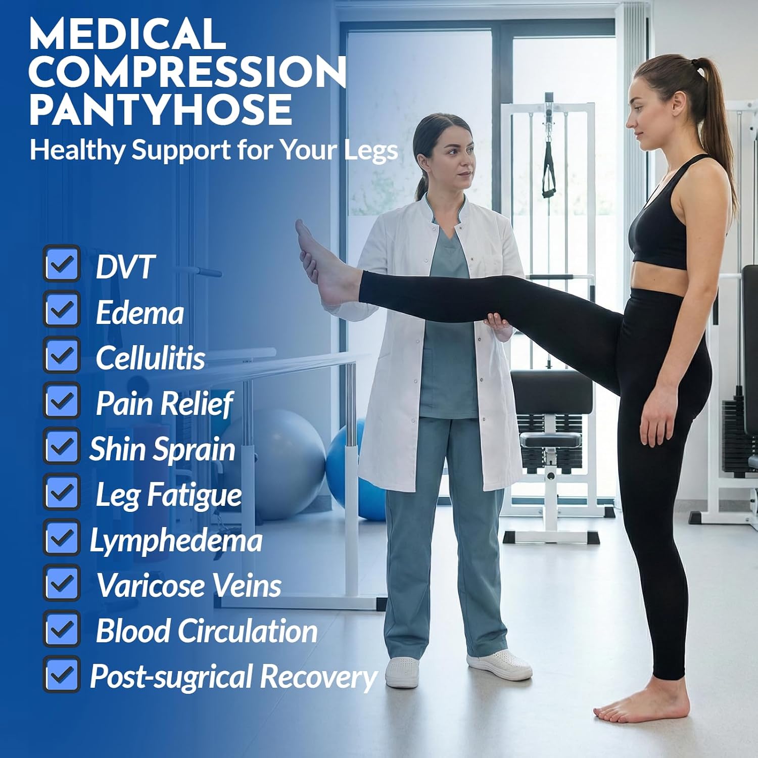 Women’s 20–30mmHg Graduated Compression Tights, Footless Medical Leggings

