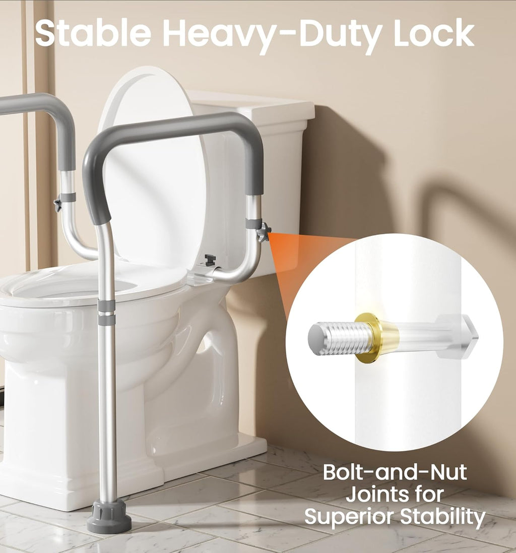 HOMLAND Adjustable Height Toilet Safety Rail with Handles, 350 lb Support Frame


