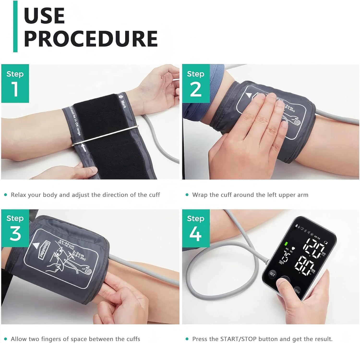 Oklar Upper Arm Blood Pressure Monitor, One-Button BP Machine with LED Display

