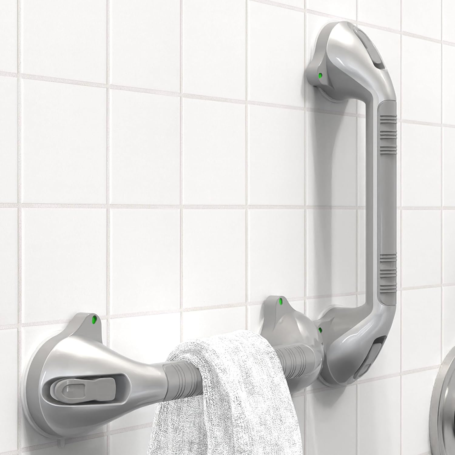 Suction Shower Grab Bar with Indicators, Tool-Free Installation, Balance Assist Handle

