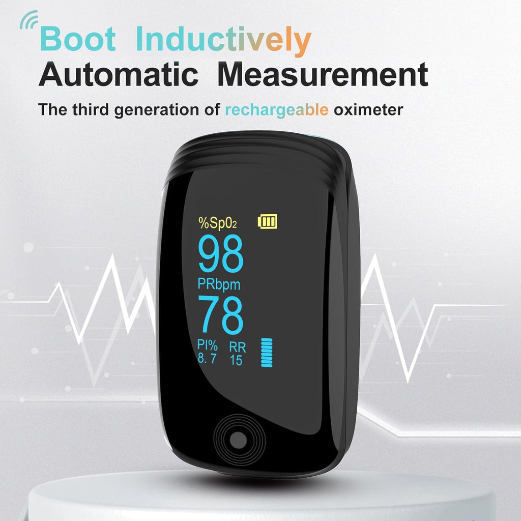 Fingertip Pulse Oximeter with Respiration Rate, OLED Display, Heart Rate, PI & RR

