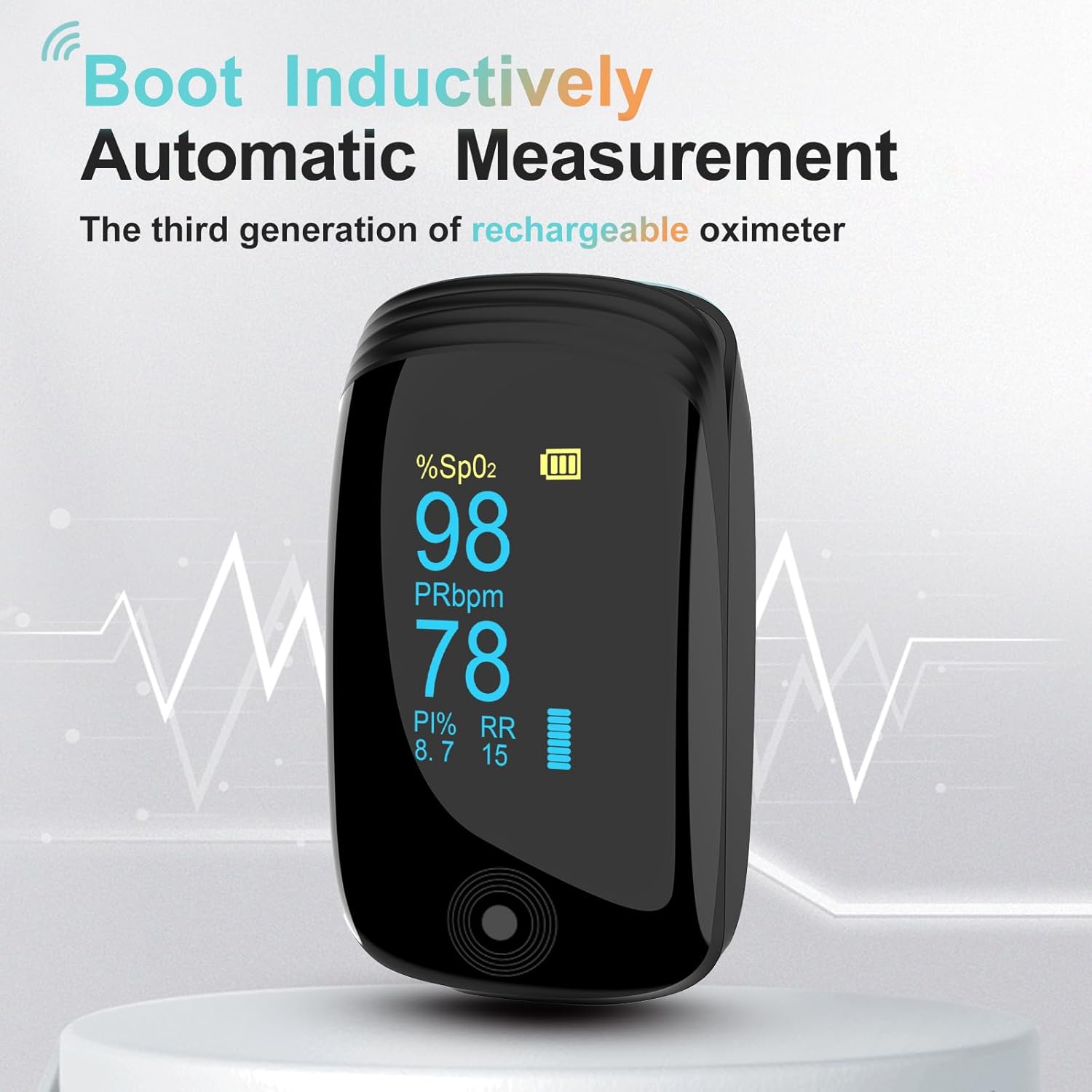 Fingertip Pulse Oximeter with Respiration Rate, OLED Display, Heart Rate, PI & RR

