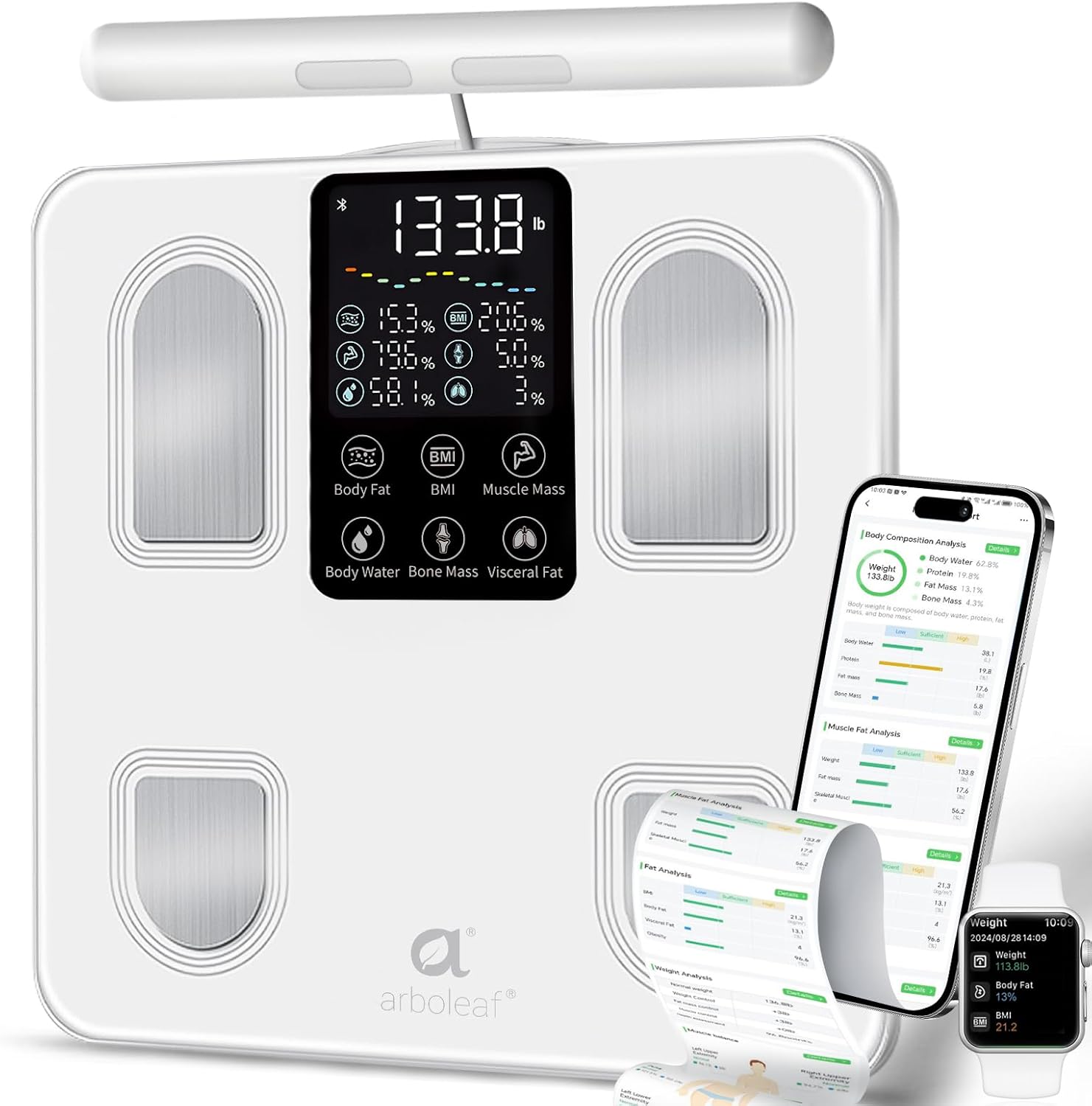 arboleaf Smart Body Weight Scale with BMI, Body Fat, Muscle Mass, Bluetooth

