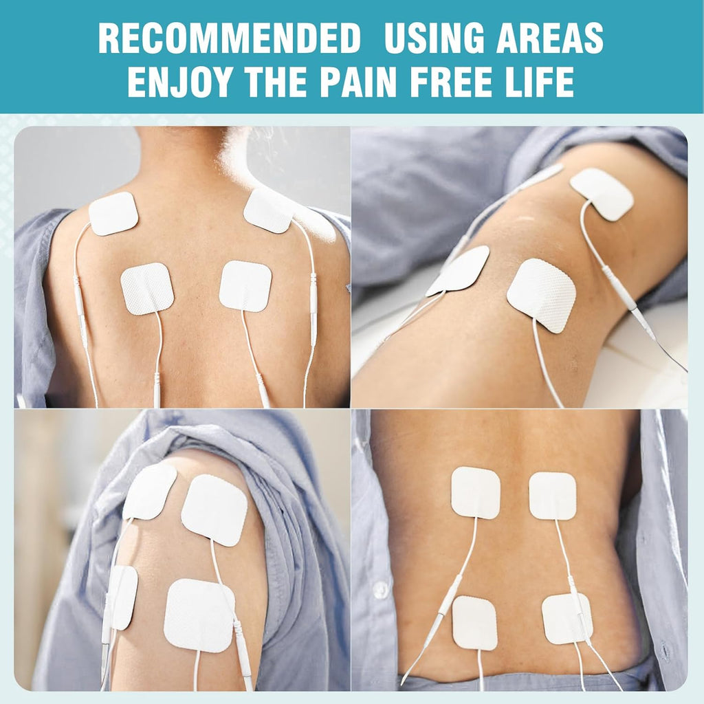 TENS/EMS Self-Adhesive Electrodes Pads, 0.2mm Connector, Latex-Free, Hypoallergenic

