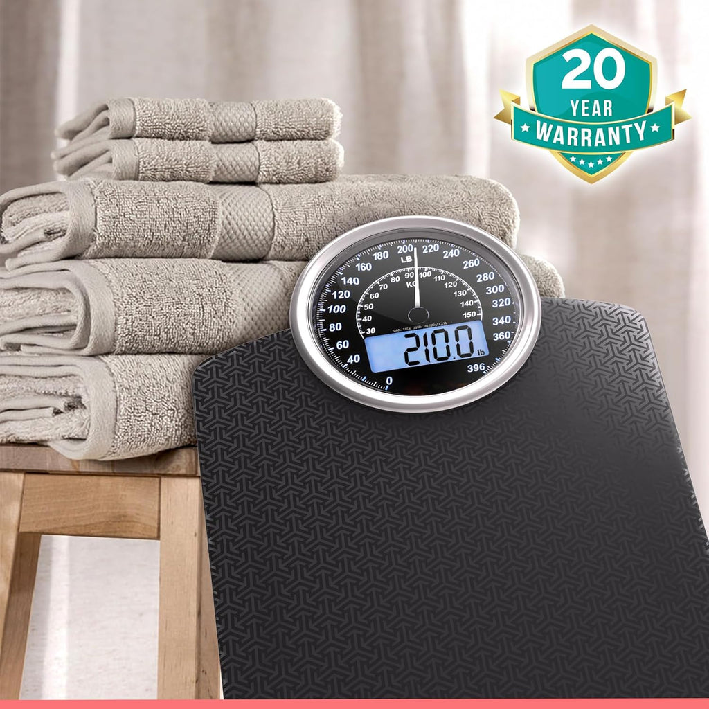 Adamson Hybrid 2-in-1 Analog Digital Bathroom Scale for Body Weight Tempered Glass

