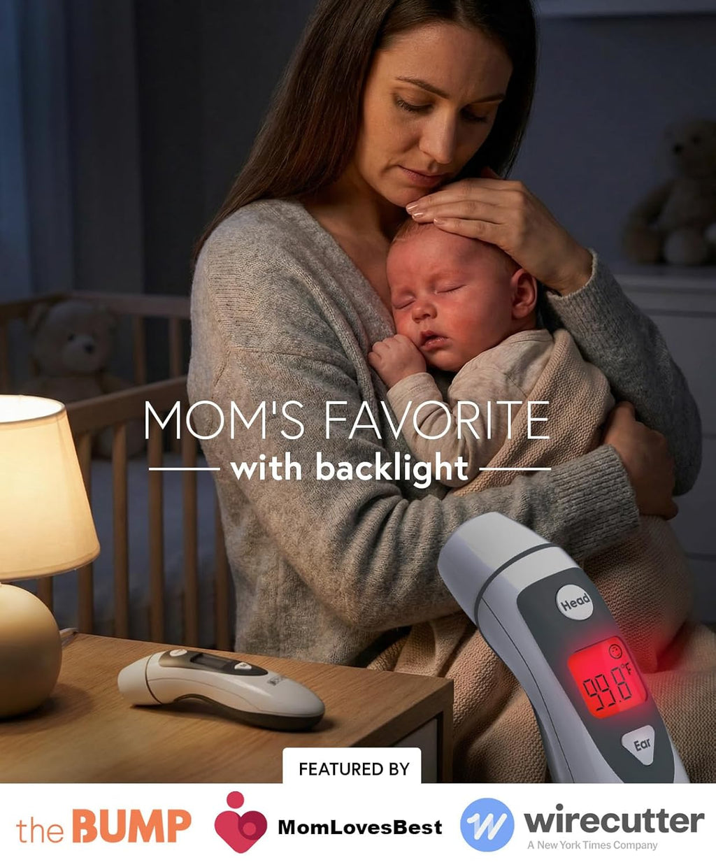 iProven Digital Thermometer 2-in-1 Ear and Forehead, 1-Second Reading, Memory

