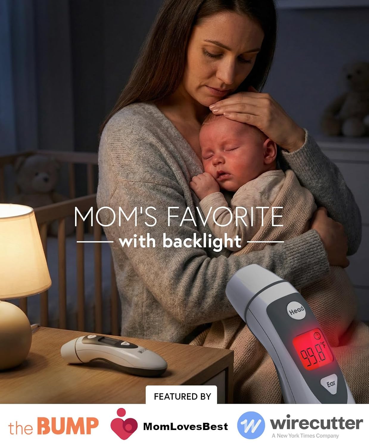 iProven Digital Thermometer 2-in-1 Ear and Forehead, 1-Second Reading, Memory

