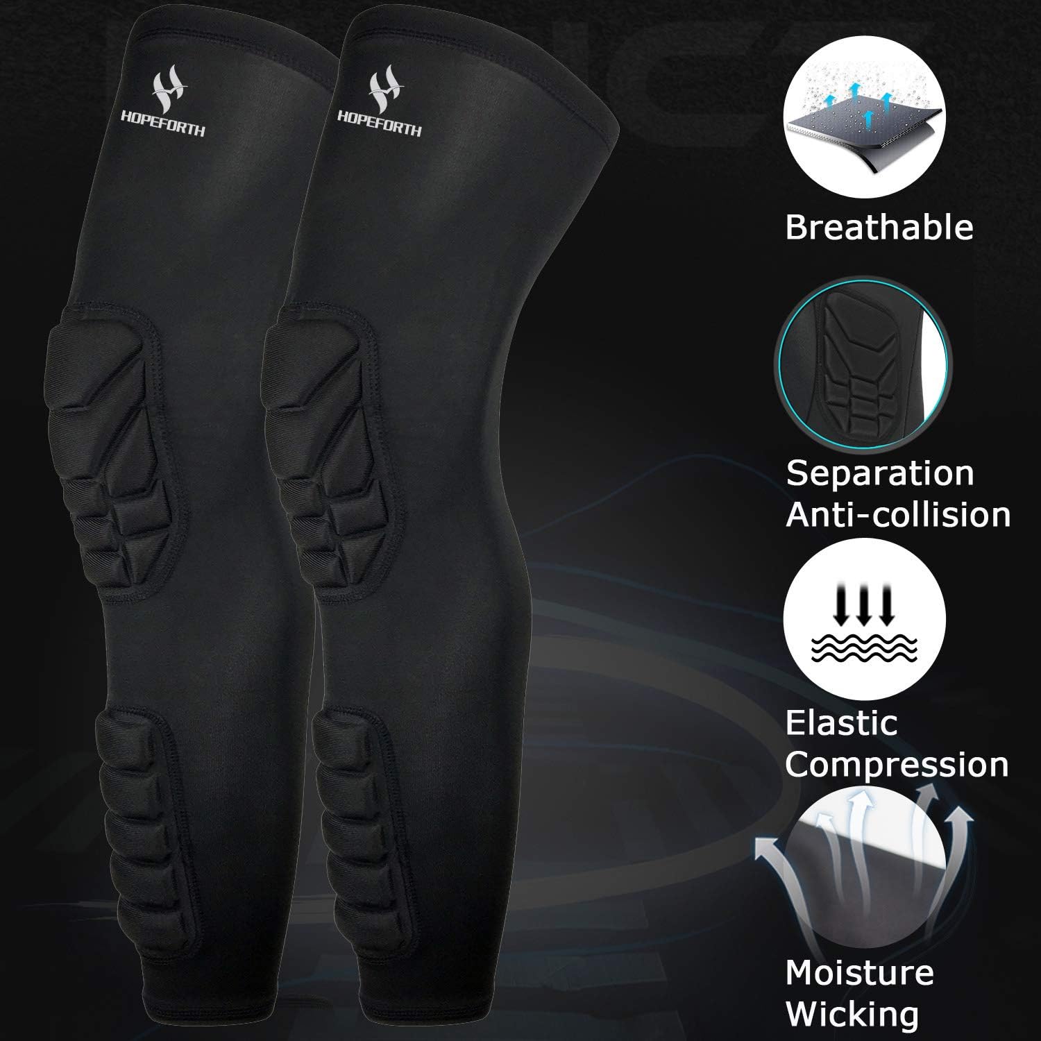 Compression Leg Sleeve with EVA Shin Protection, 2-Pack

