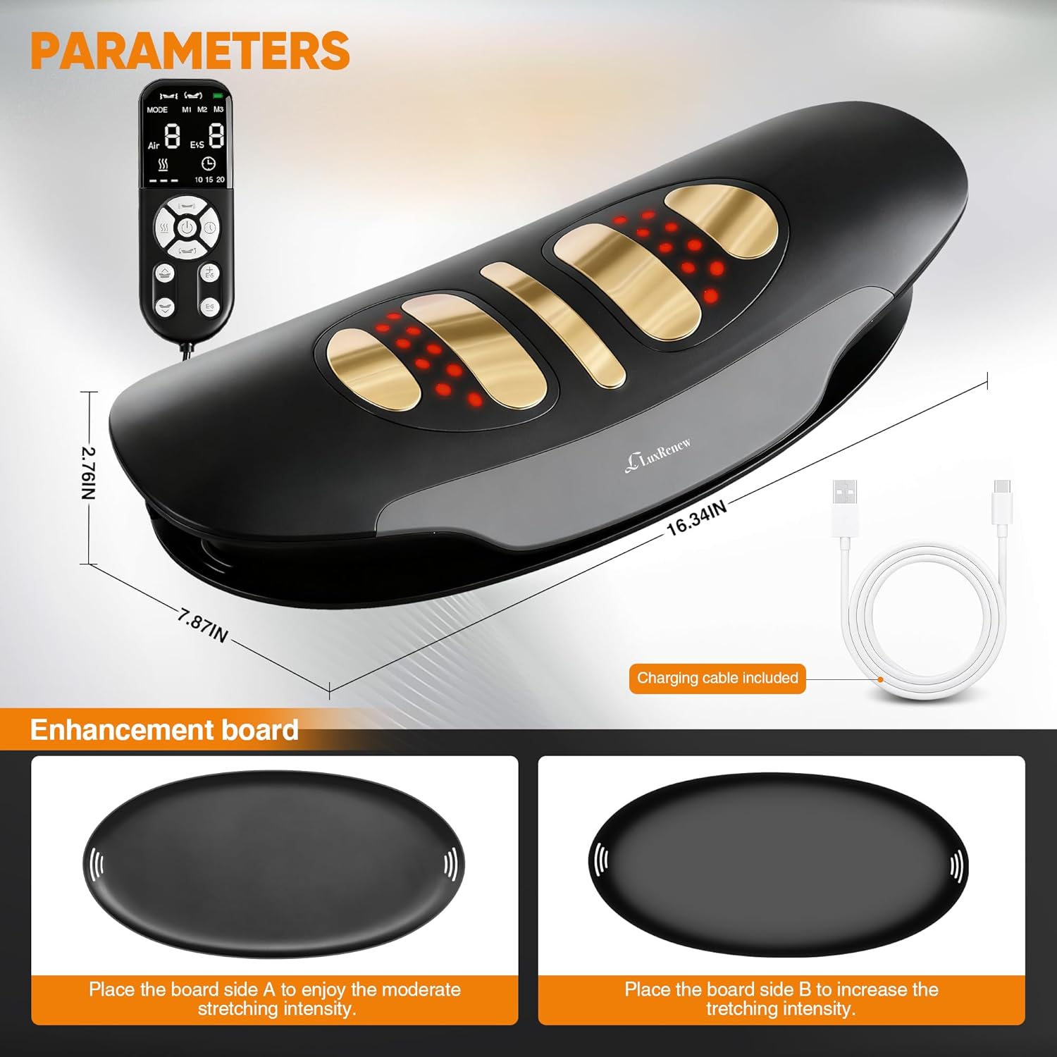 Electric Lumbar Traction Device with Heat, Red Light, Electrotherapy, Vibration

