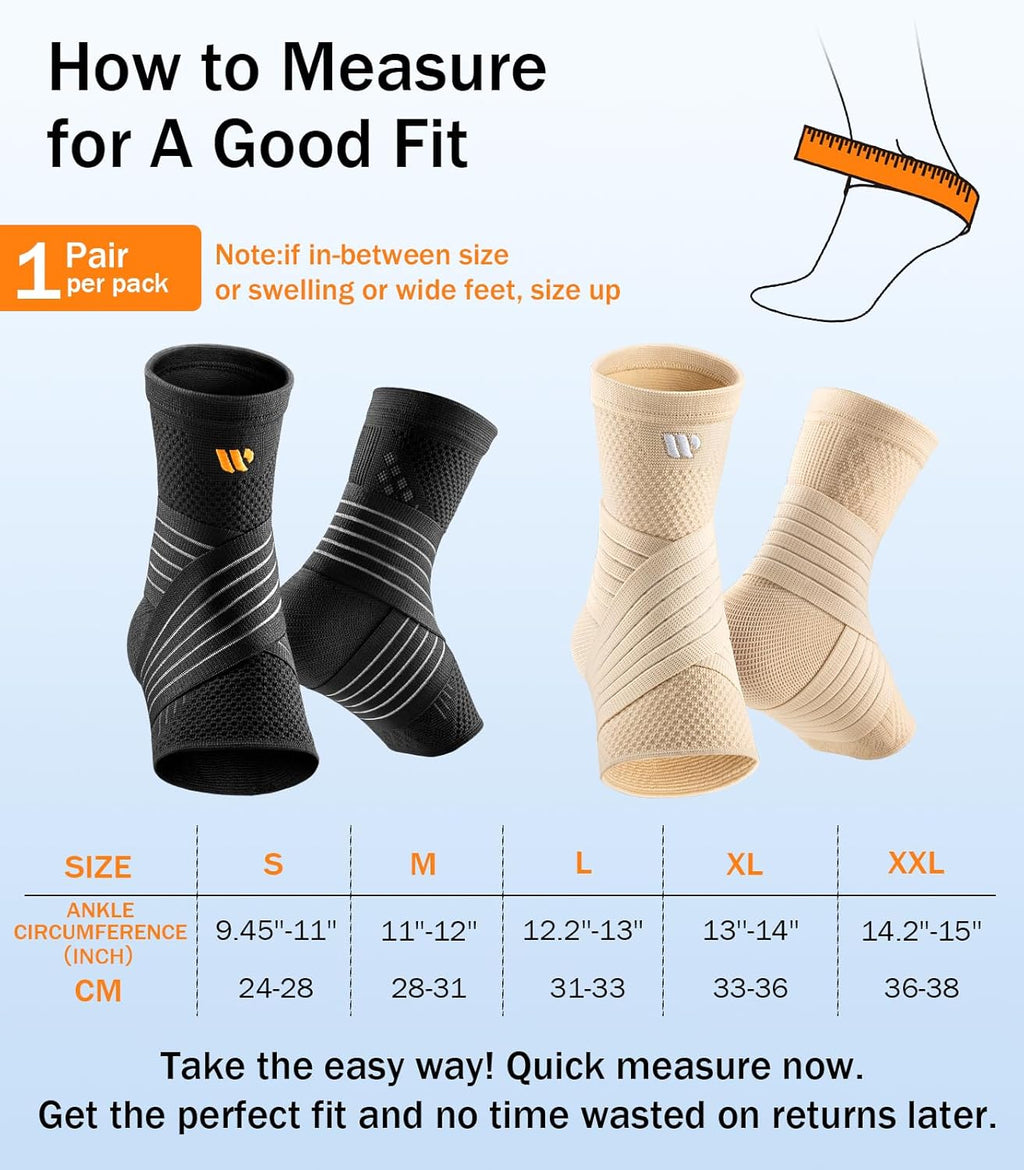 Low-Profile Ankle Compression Sleeve with Wide Strap, Plantar Fasciitis Foot Support

