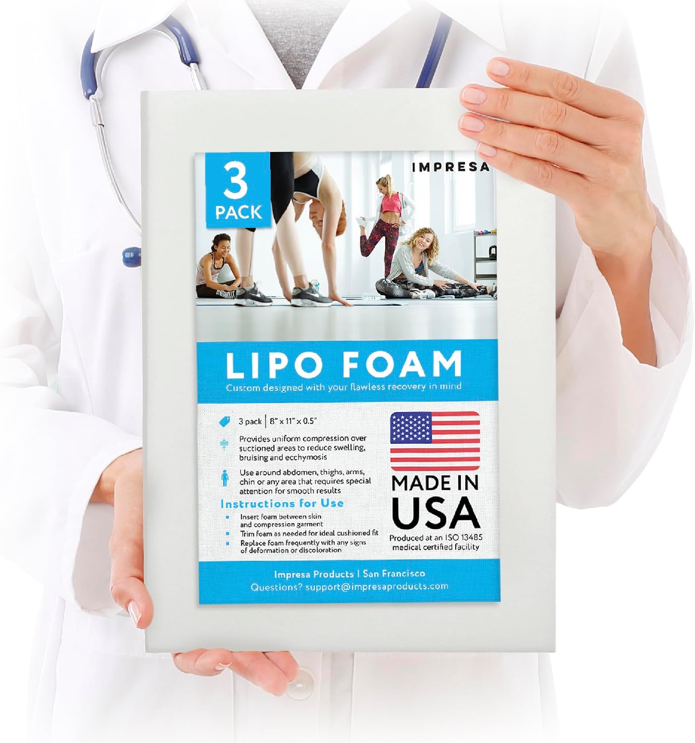 IMPRESA Liposuction Foam Pads for Abdominal Binder and Tummy Tuck Compression

