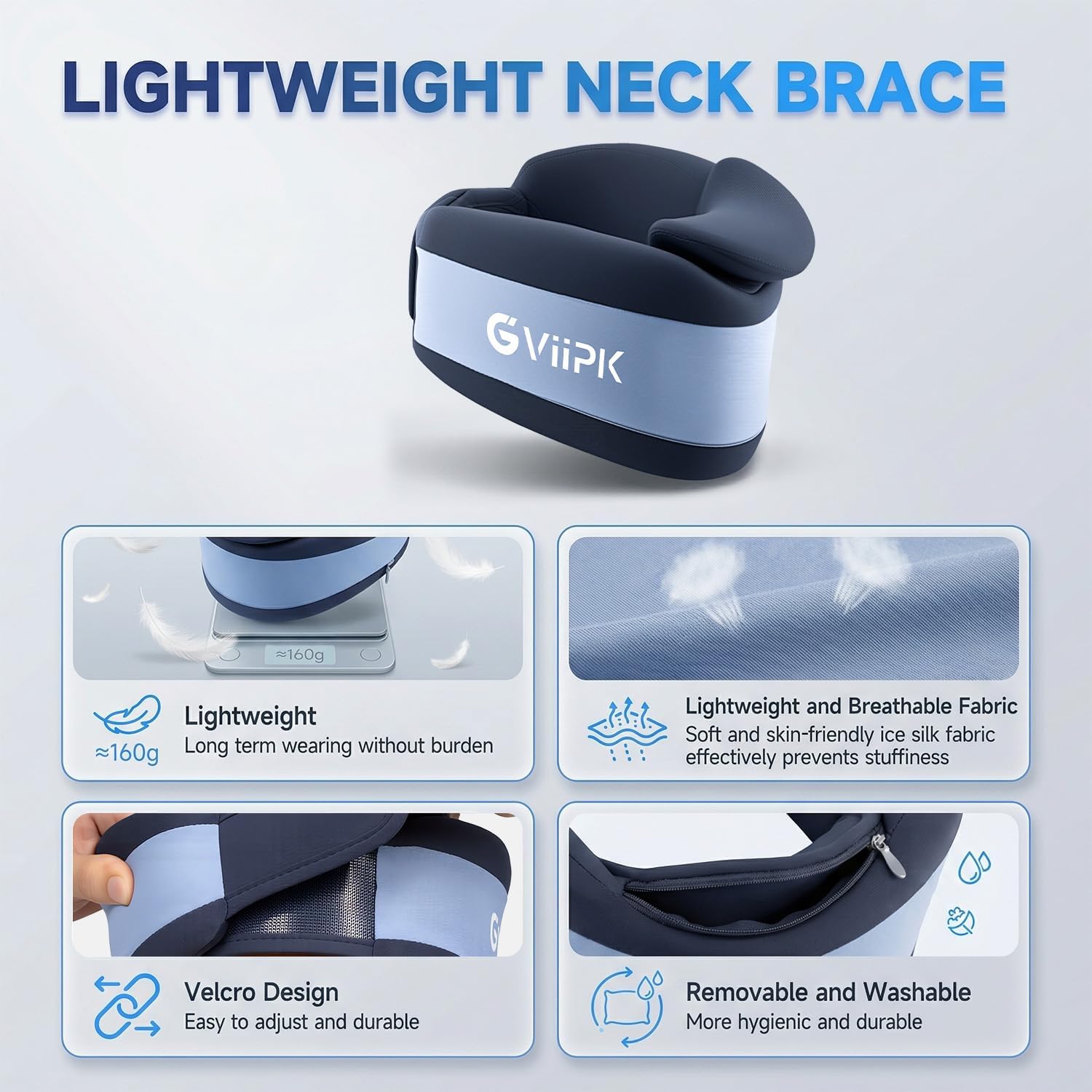 GVIIPK Ice Silk Neck Brace Cervical Collar for Support, Sleeping, Posture

