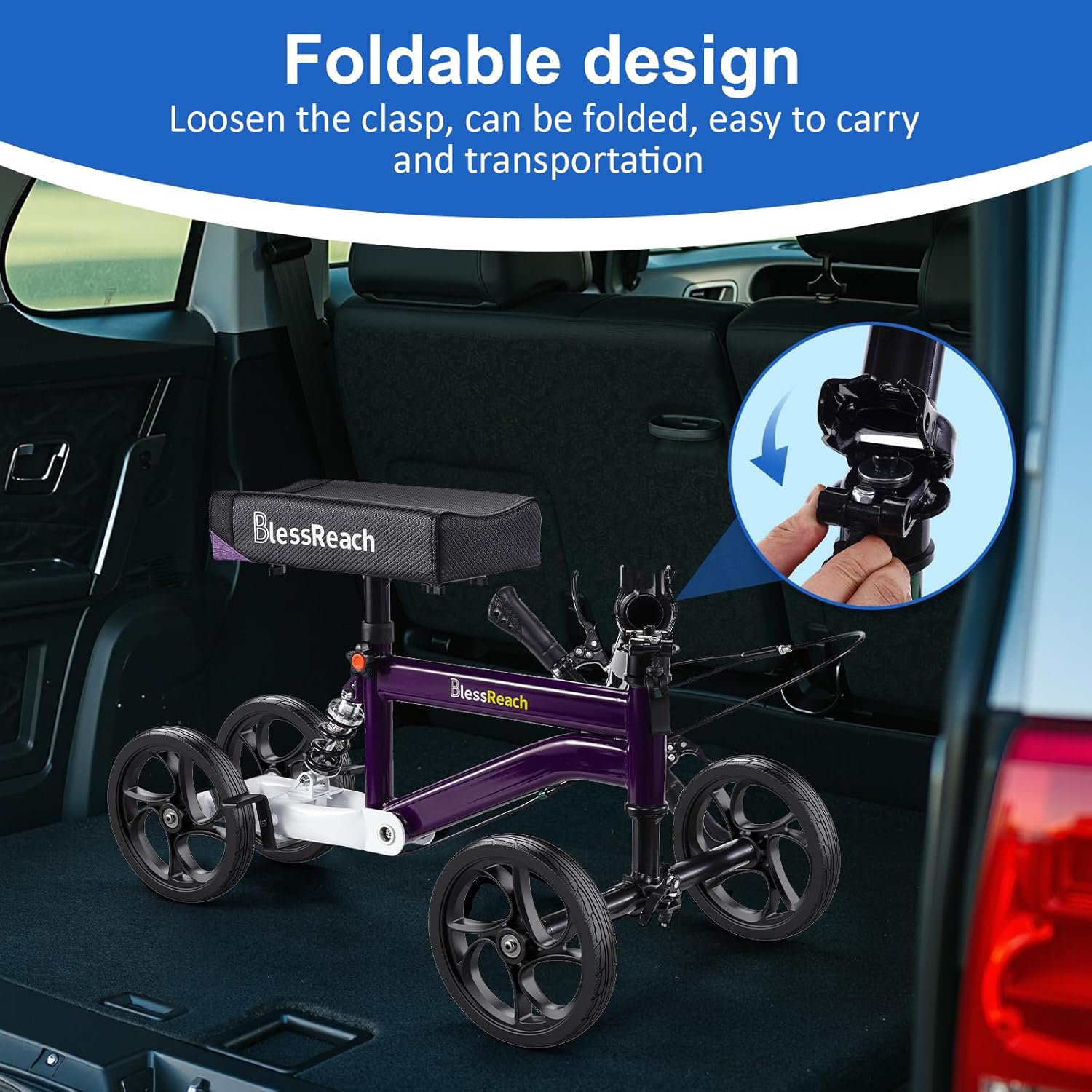 BlessReach Economy Knee Scooter, Steerable Foldable Knee Walker for Foot Injuries

