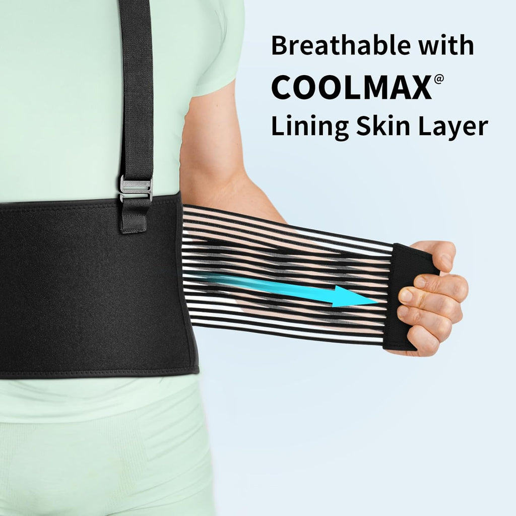 AllyFlex Sports Back Brace for Lifting, Y-Back Suspenders, 3D Lumbar Support

