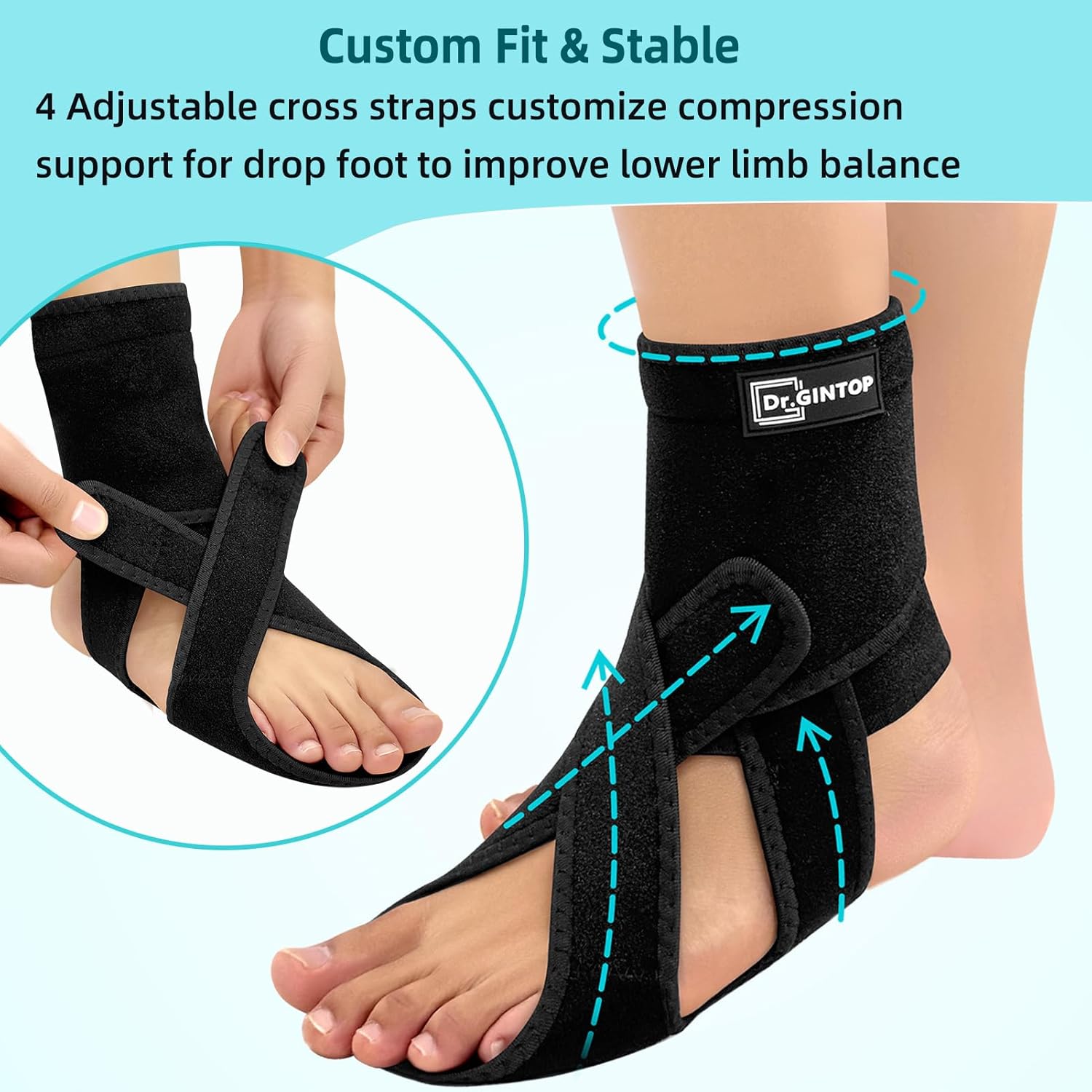 DR.GINTOP AFO Foot Drop Brace with Arch Support for Walking and Night Splint

