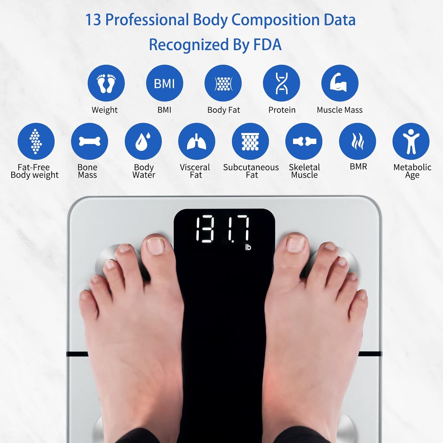 Vitafit Smart Bathroom Scale with Body Composition, BMI, Body Fat, 400 lb

