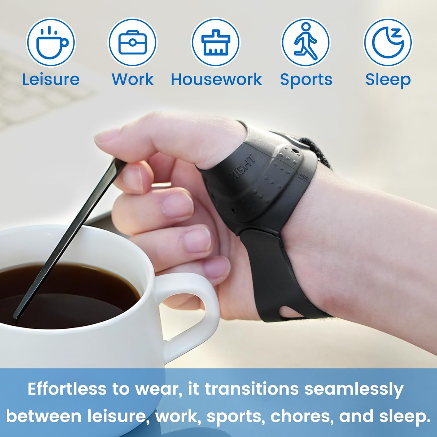 Velpeau CMC Thumb Brace, Flexible Rubber Thumb Splint for Arthritis Support

