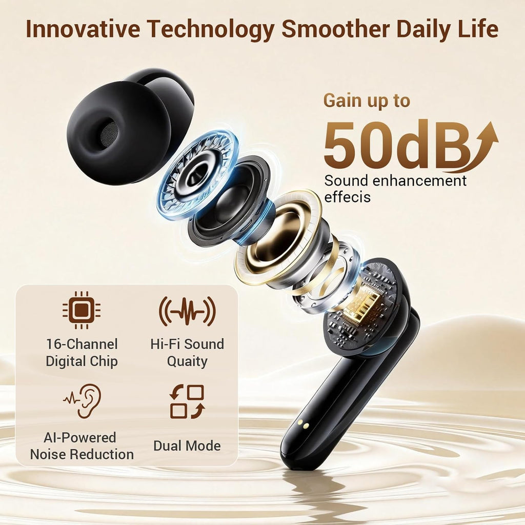 Rechargeable OTC Hearing Aids for Seniors, Intelligent Noise Cancellation

