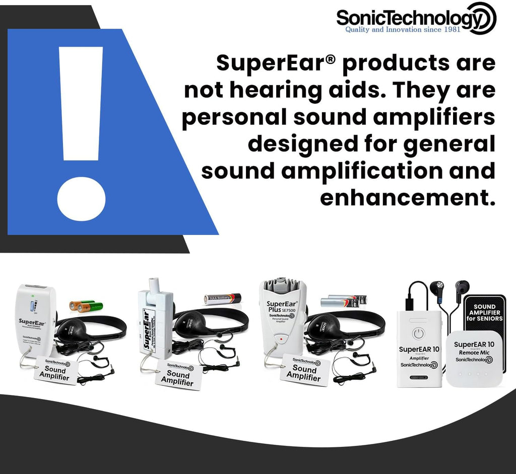 SuperEar SE7500 Personal Sound Amplifier for Seniors, 50 dB Ambient Sound Boost

