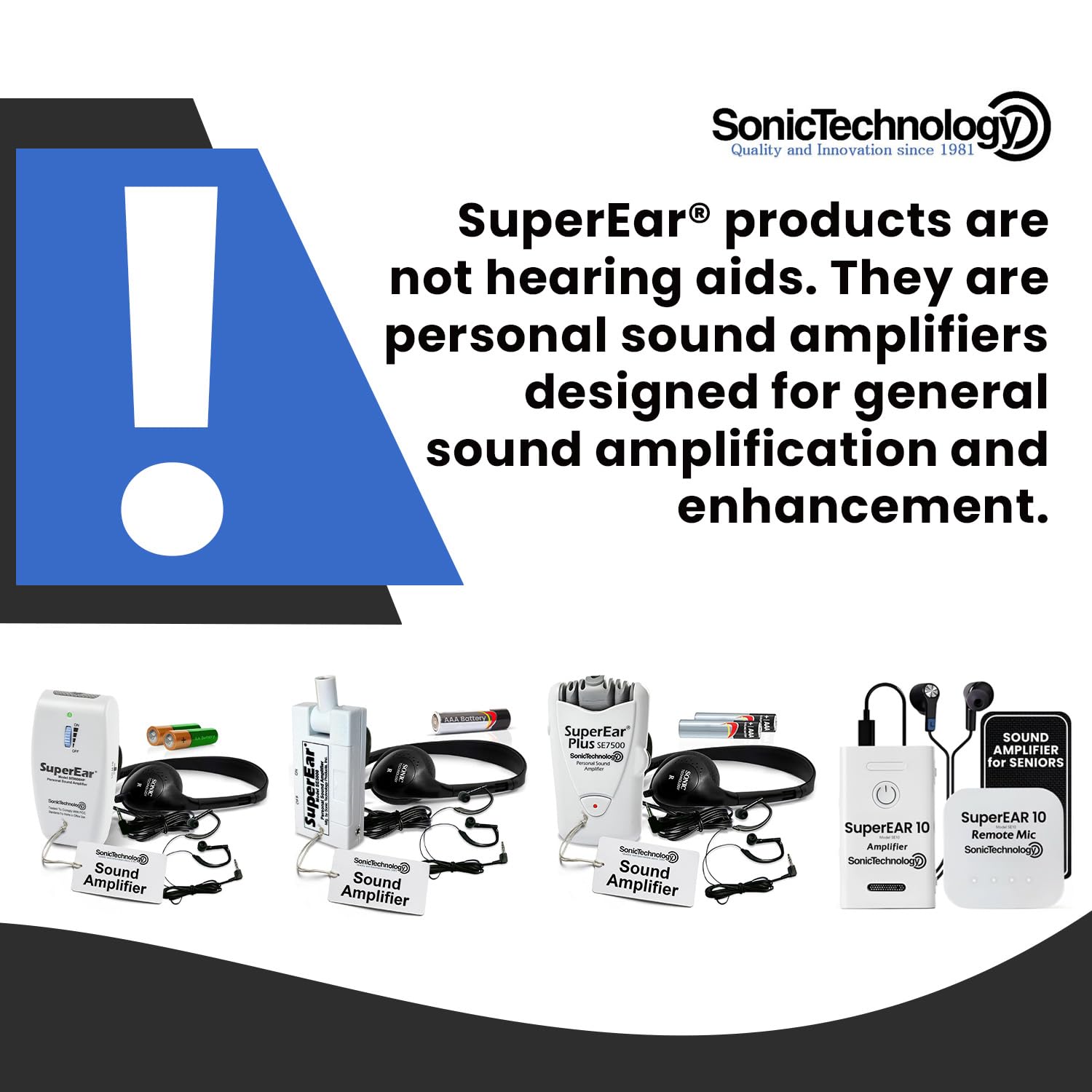 SuperEar Personal Sound Amplifier for Seniors, Rechargeable Listening Amplifier

