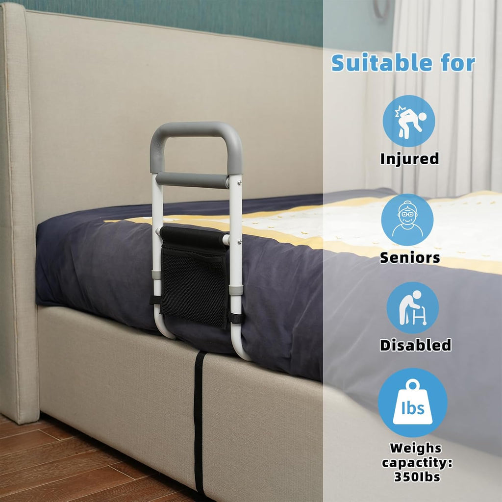 Bed Assist Rail for Elderly Adults, Non-Slip Bed Grab Bar with Storage Pocket

