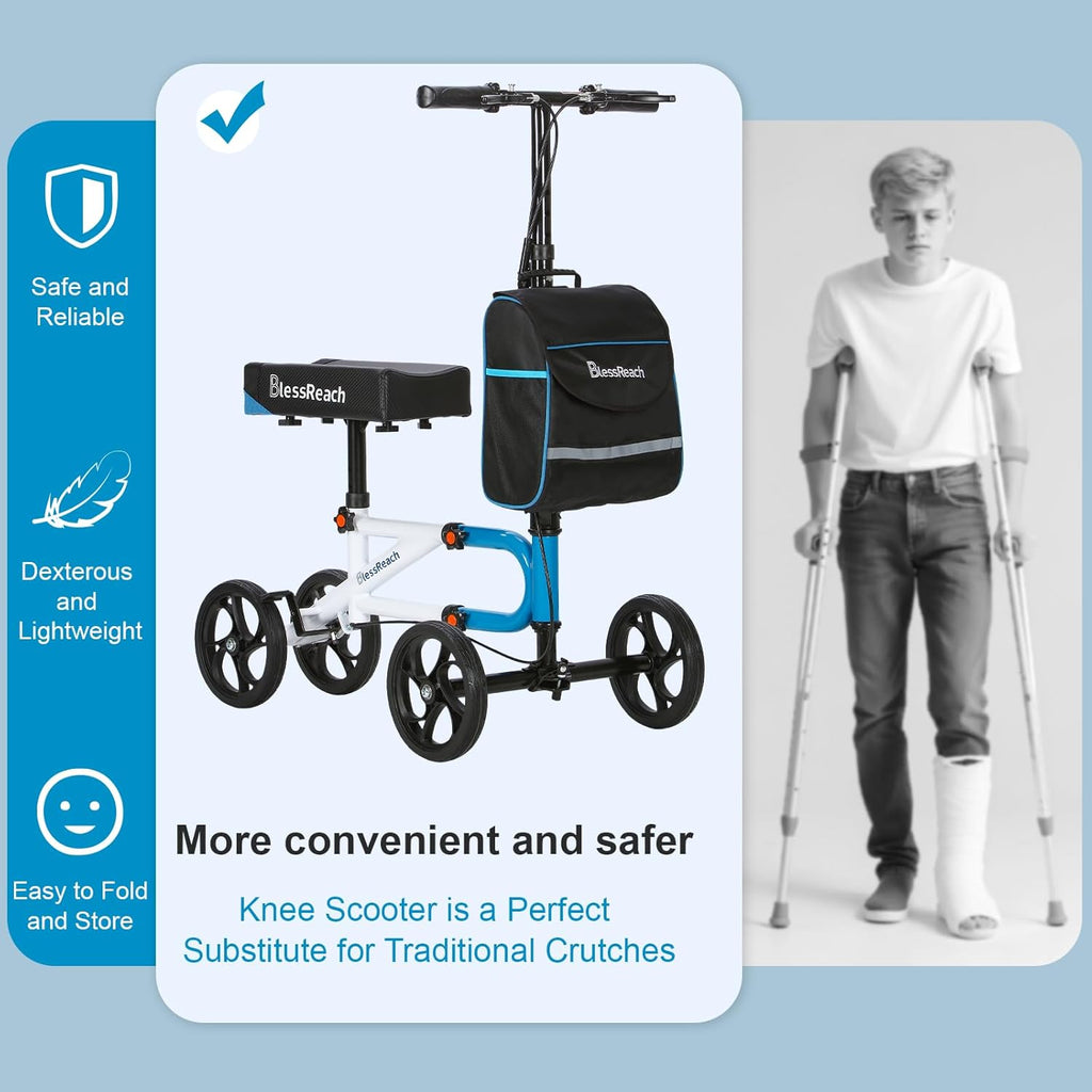 BlessReach Knee Scooter for Adults, Knee Walker for Foot Injuries and Surgery

