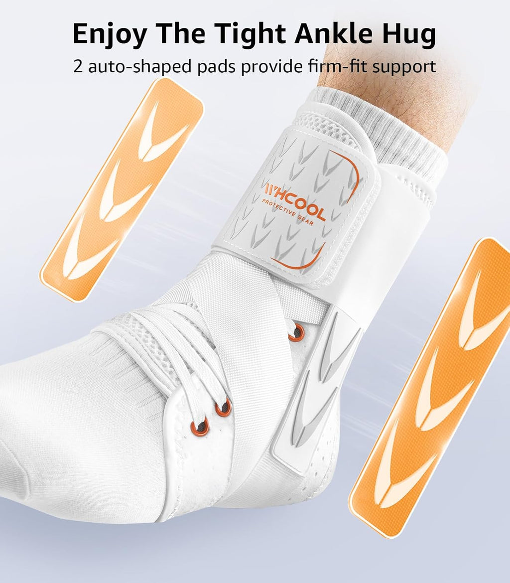 Slim-Fit Ankle Brace with 2 Auto-Shaped Pads, Quick Lace-Up Ankle Support

