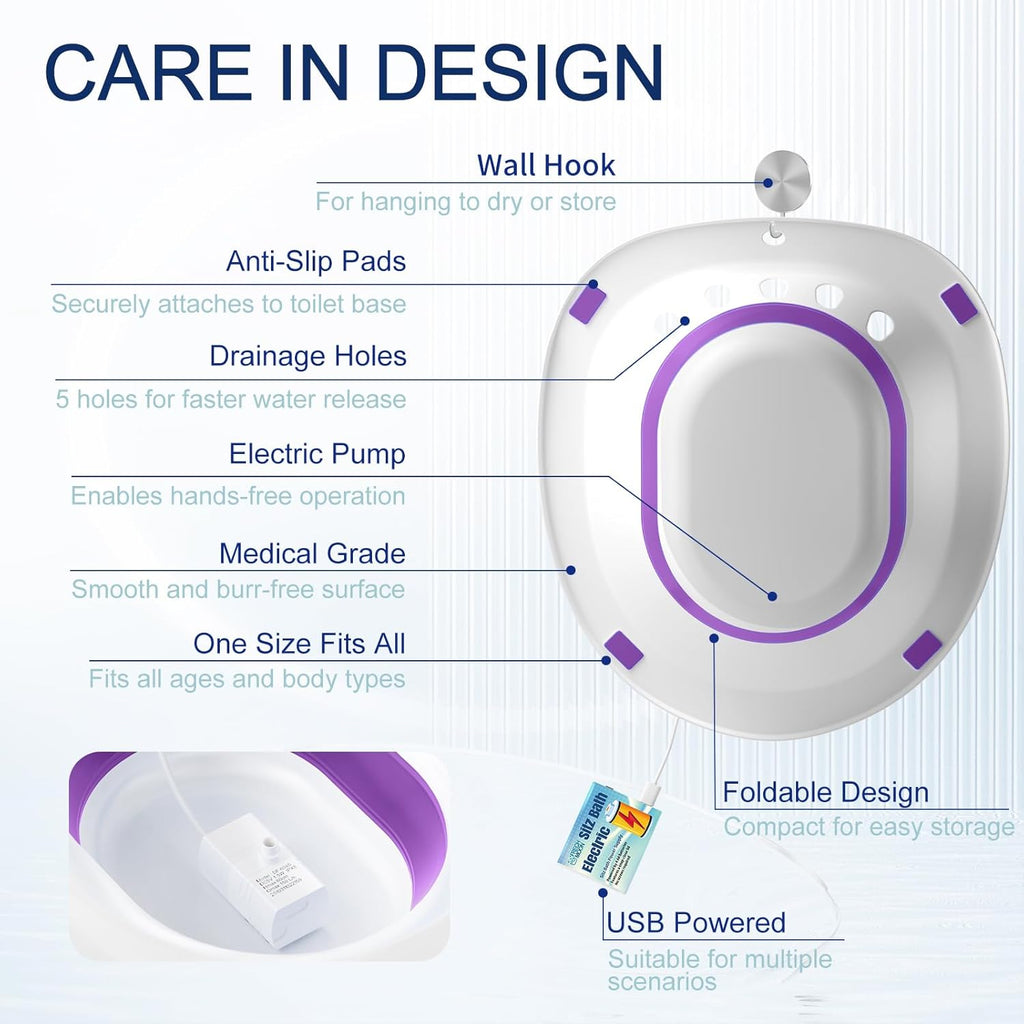 Electric Sitz Bath for Toilet Seat, Hemorrhoids and Postpartum Perineal Soak

