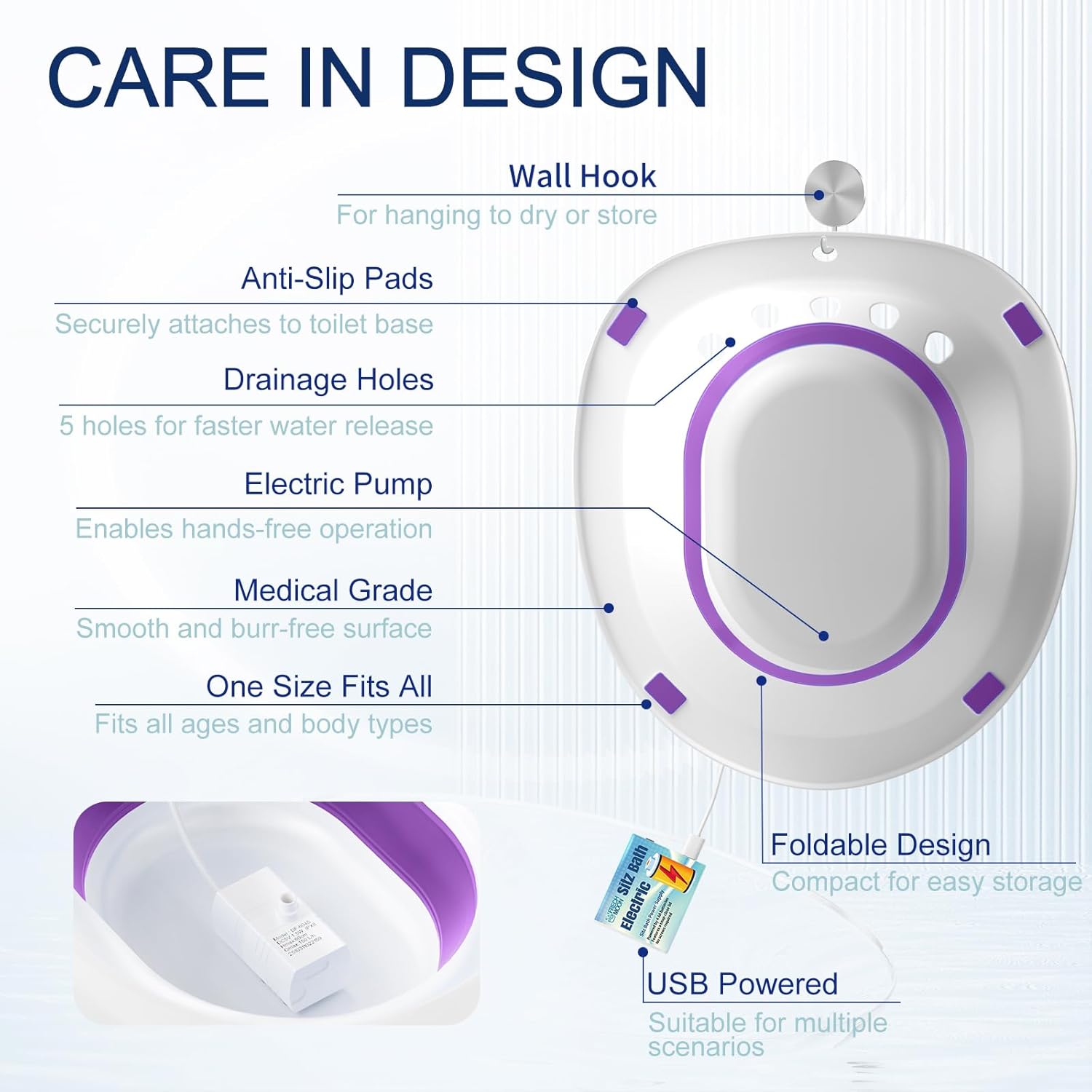 Electric Sitz Bath for Toilet Seat, Hemorrhoids and Postpartum Perineal Soak

